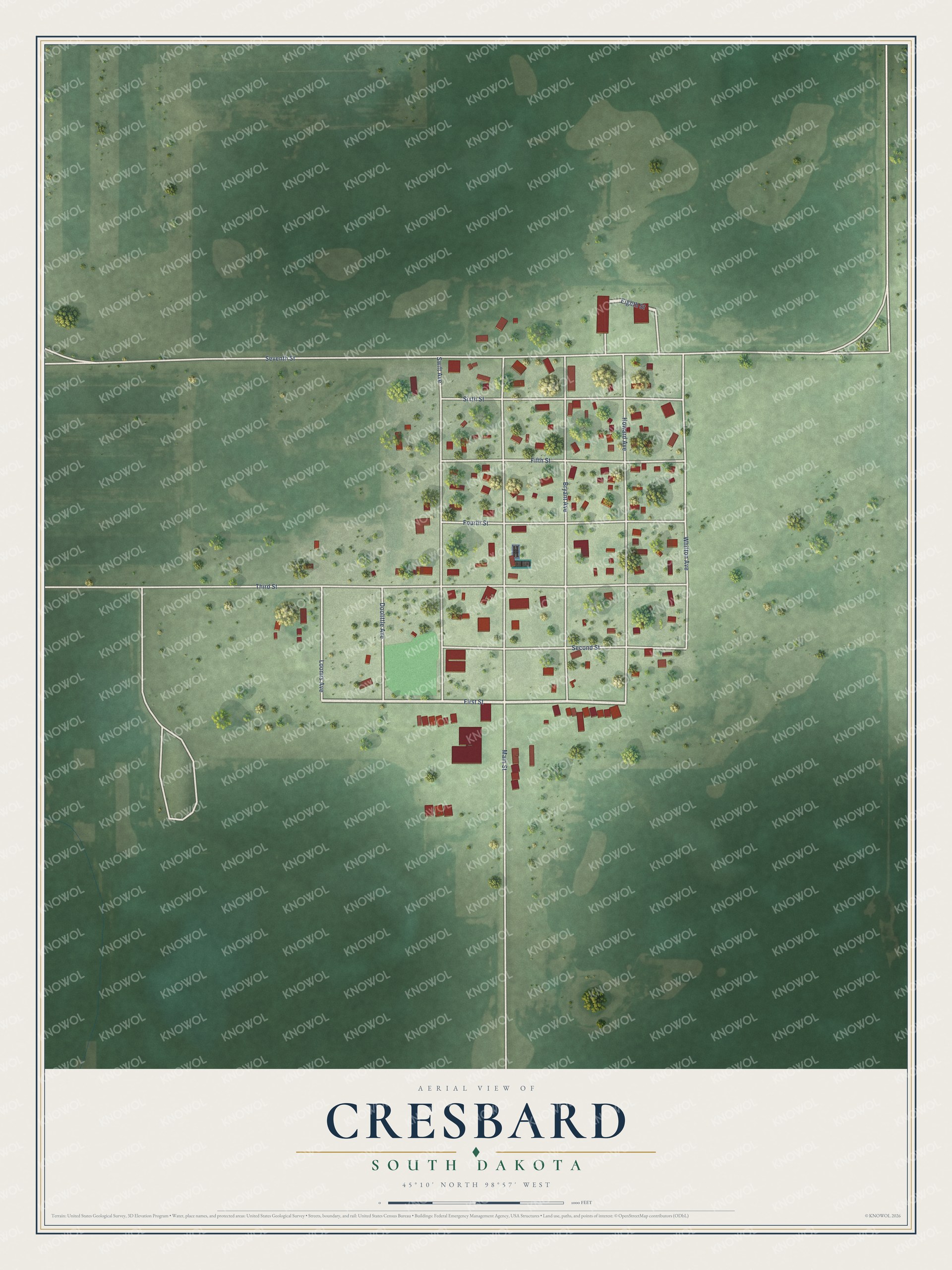 Watermarked full-map preview of Cresbard, South Dakota