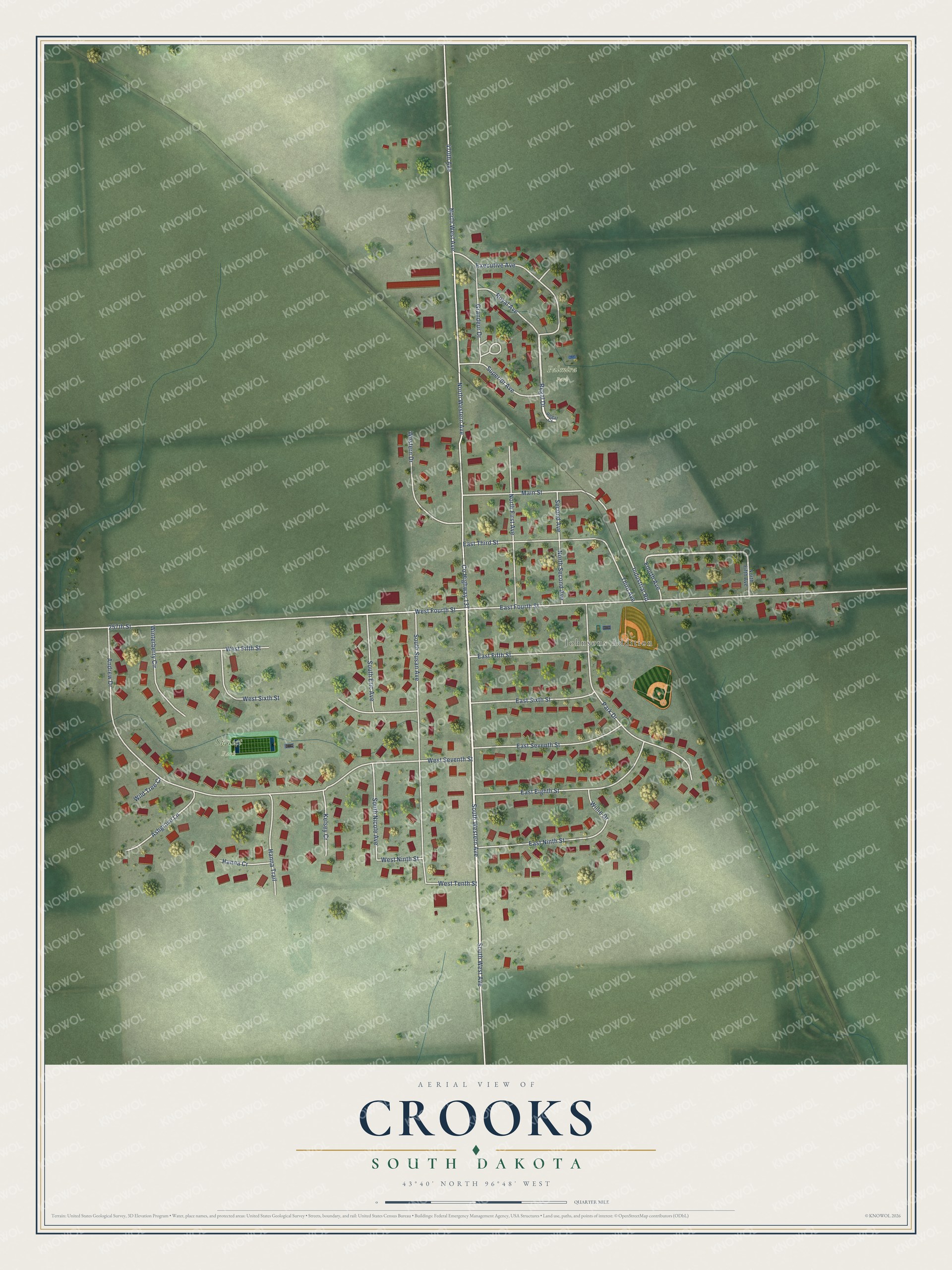 Watermarked full-map preview of Crooks, South Dakota