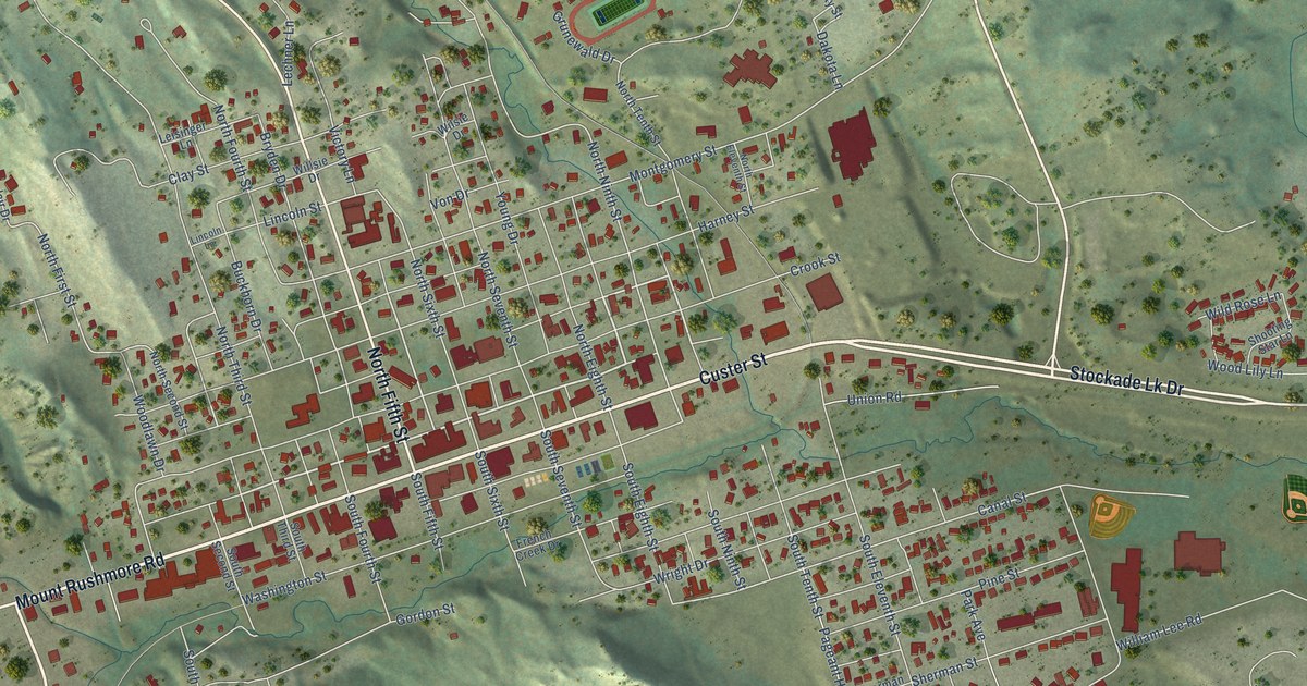 Map of Custer, South Dakota in 2026