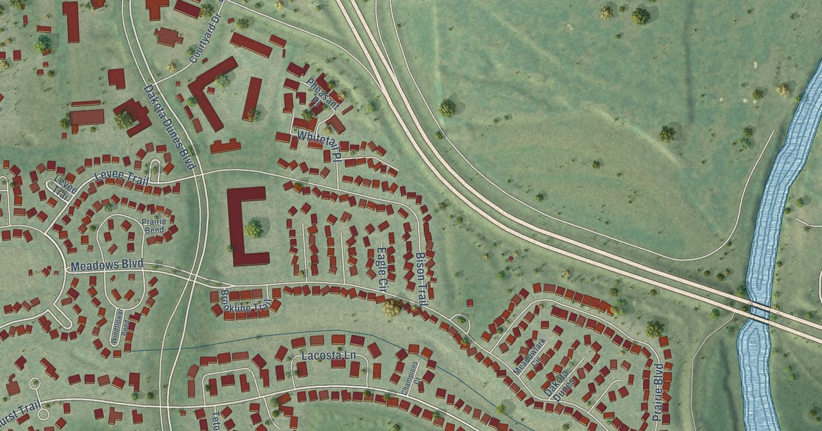 Map of Dakota Dunes, South Dakota in 2026