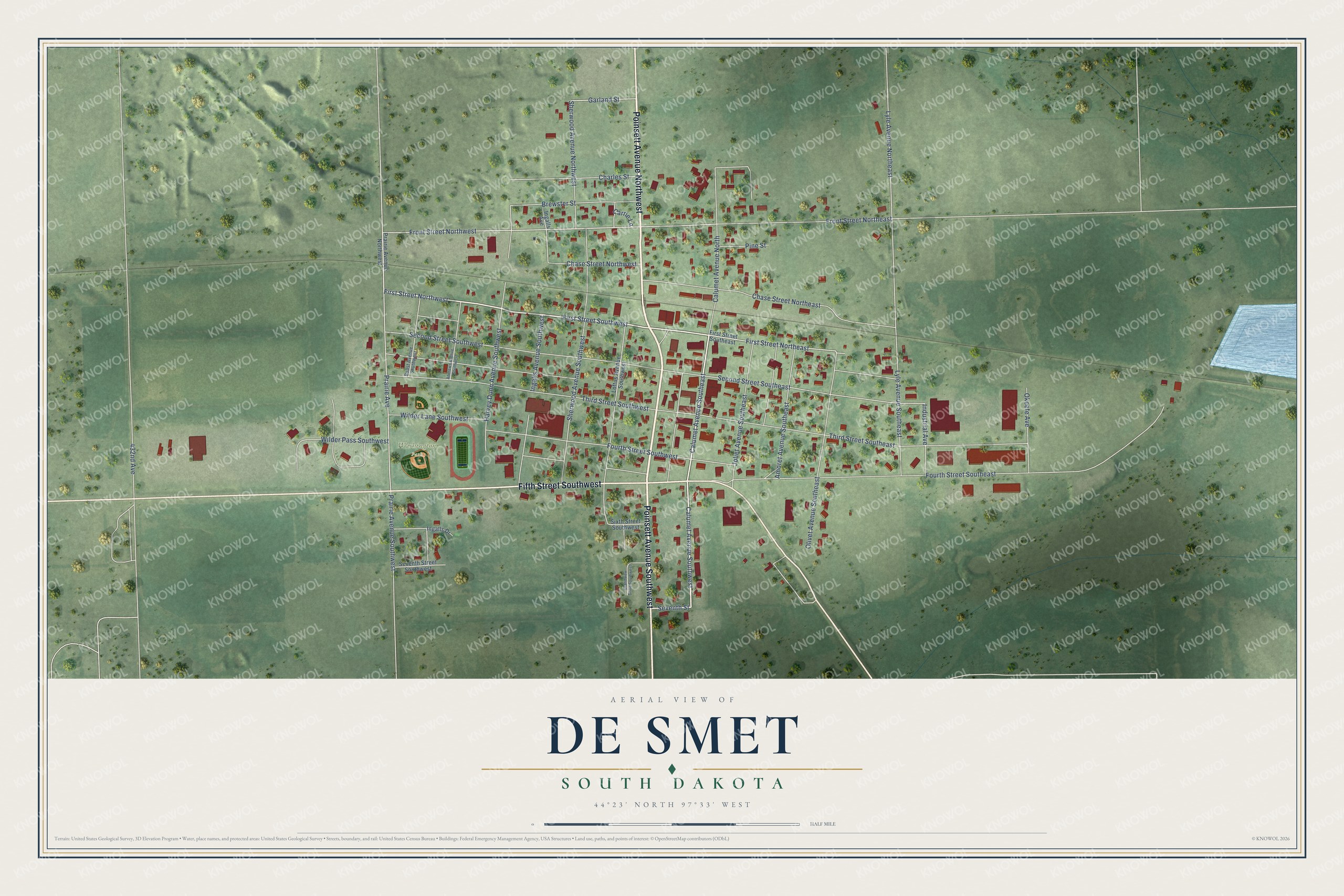 Watermarked full-map preview of De Smet, South Dakota