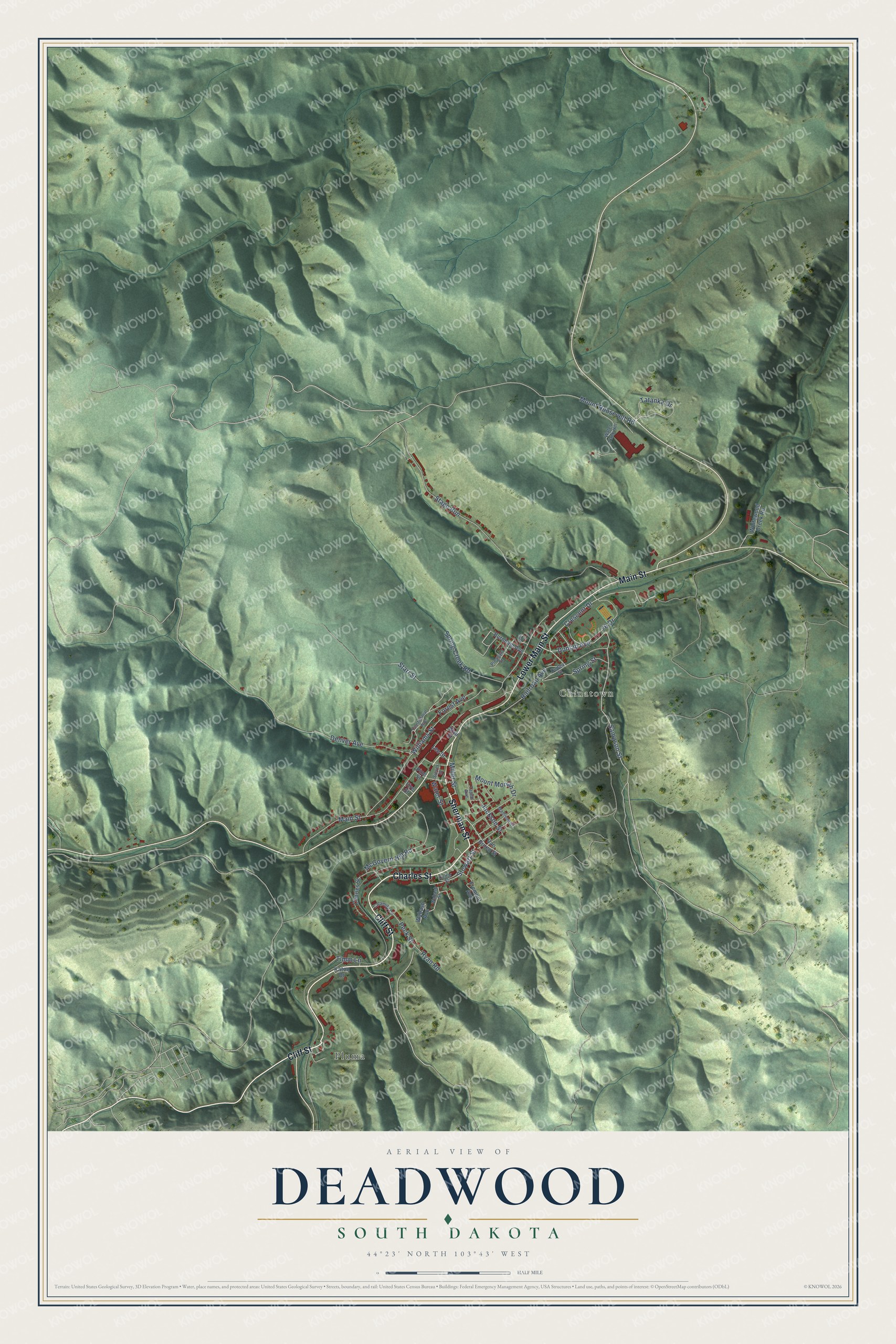 Watermarked full-map preview of Deadwood, South Dakota
