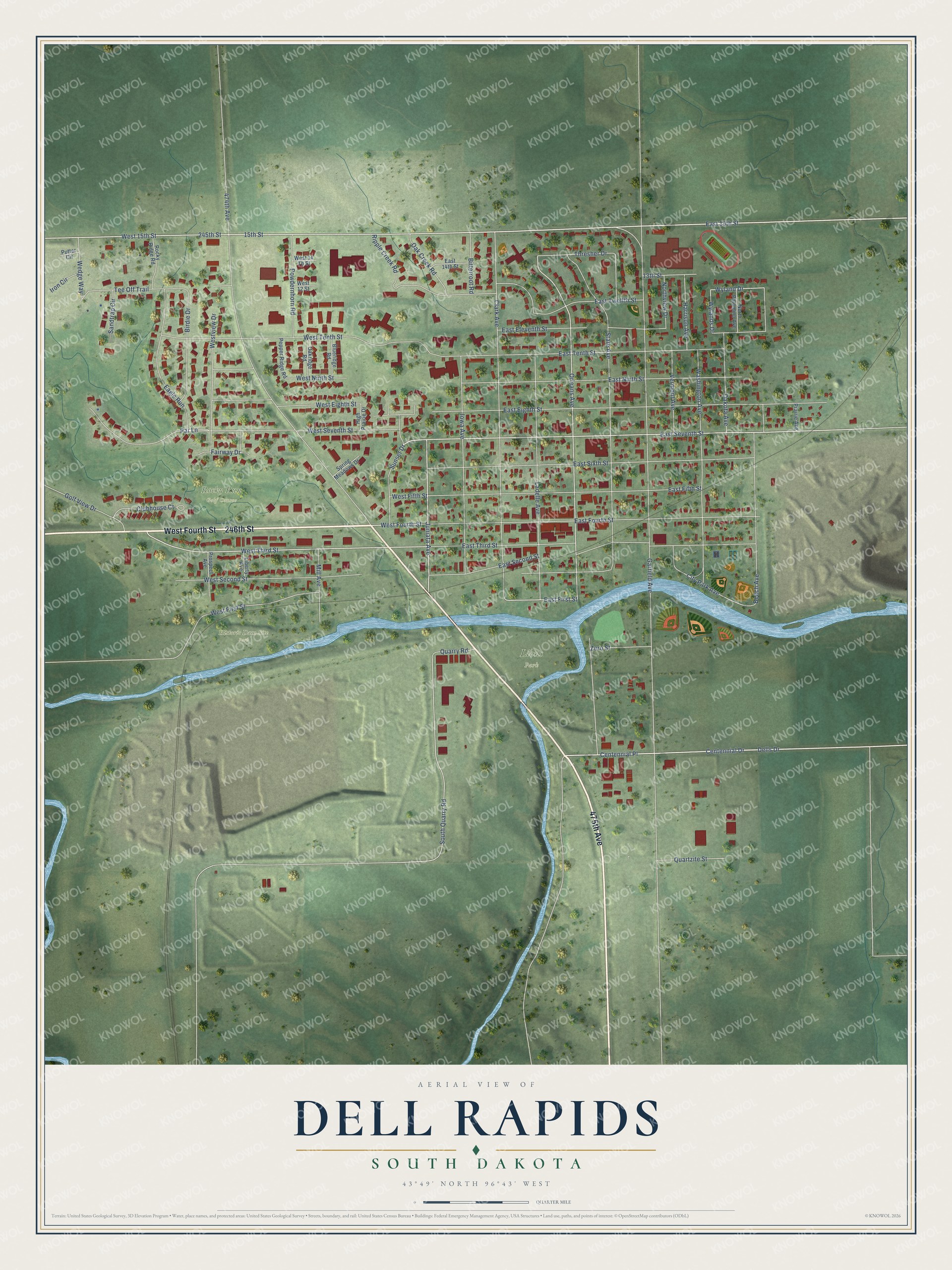 Watermarked full-map preview of Dell Rapids, South Dakota