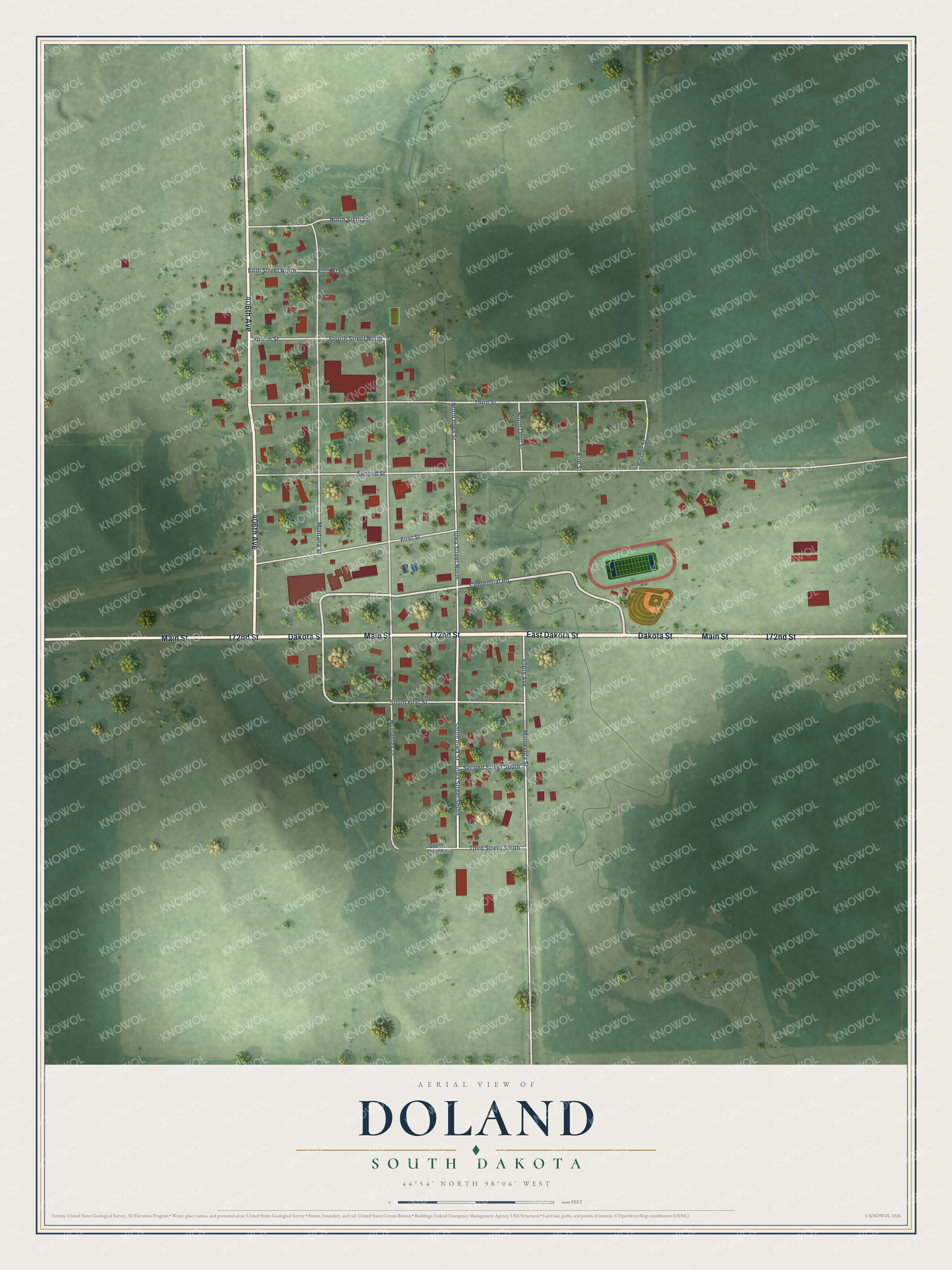 Watermarked full-map preview of Doland, South Dakota