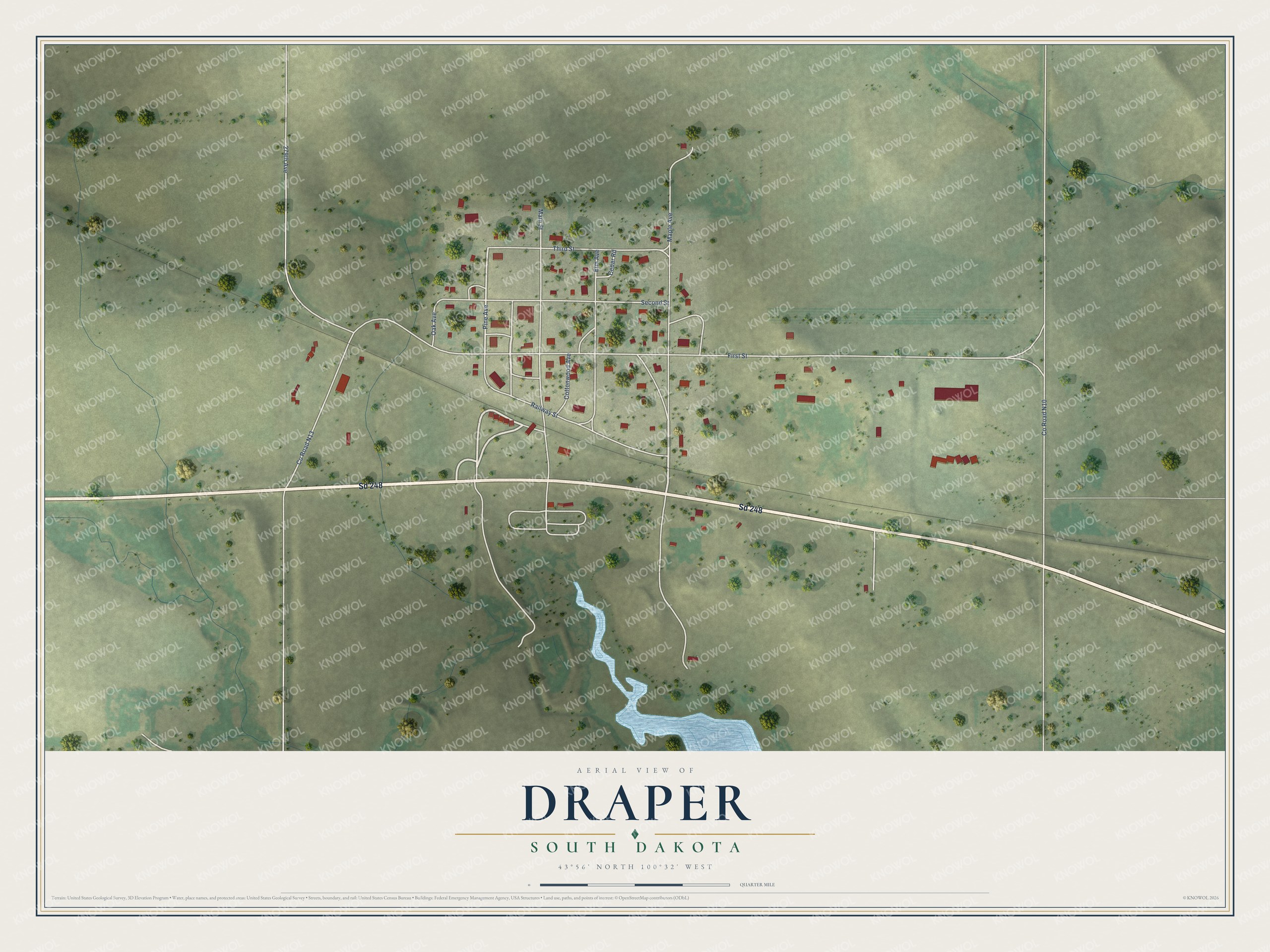 Watermarked full-map preview of Draper, South Dakota