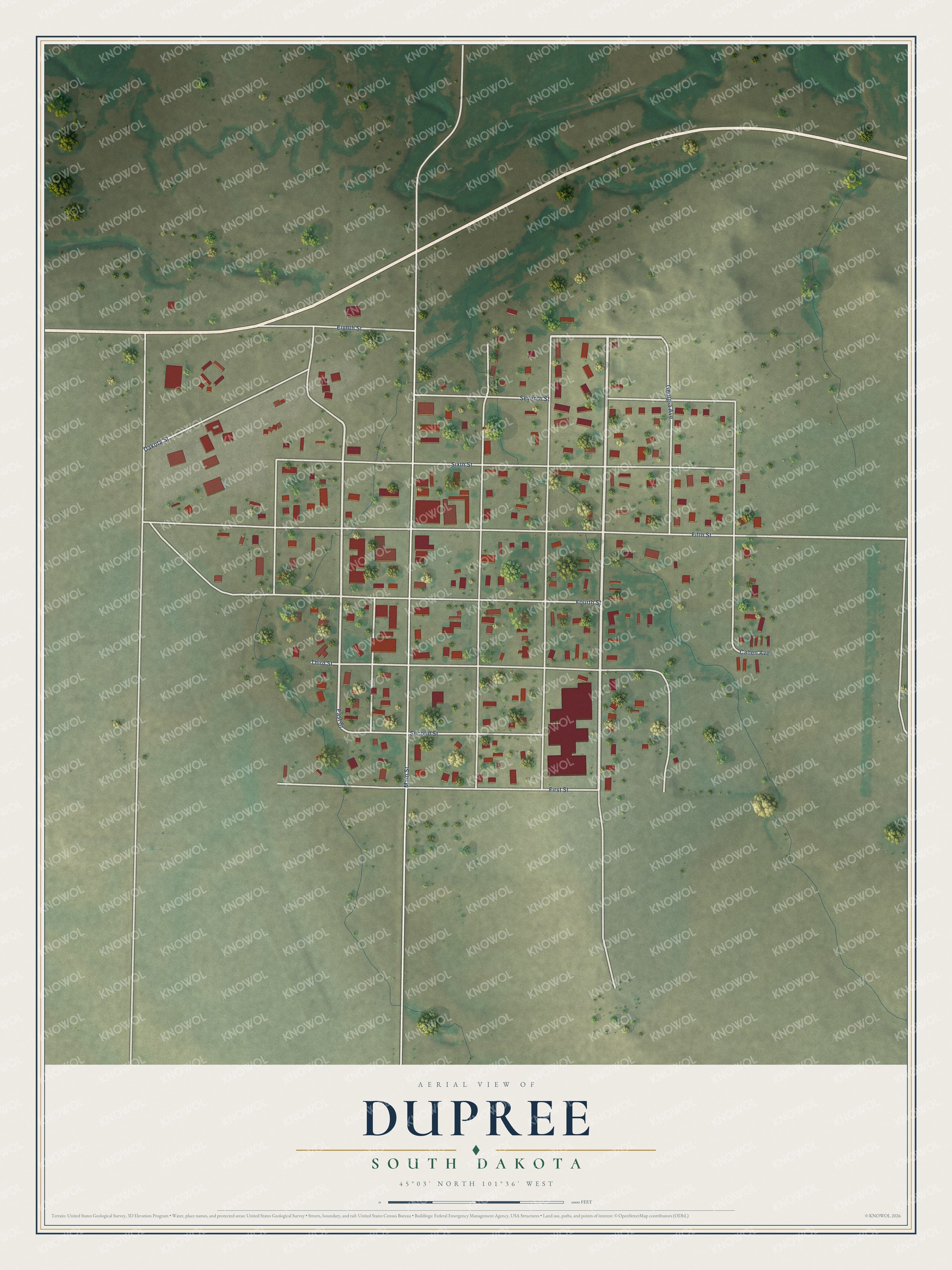 Watermarked full-map preview of Dupree, South Dakota