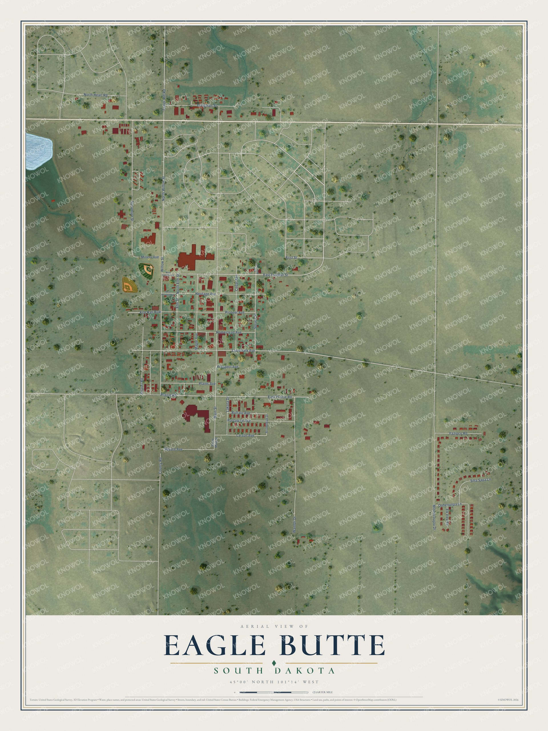 Watermarked full-map preview of Eagle Butte, South Dakota