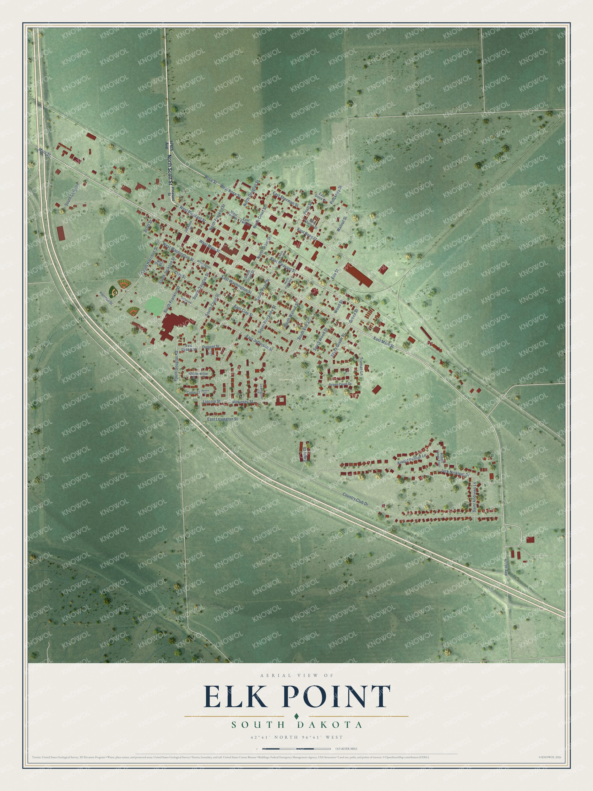 Watermarked full-map preview of Elk Point, South Dakota