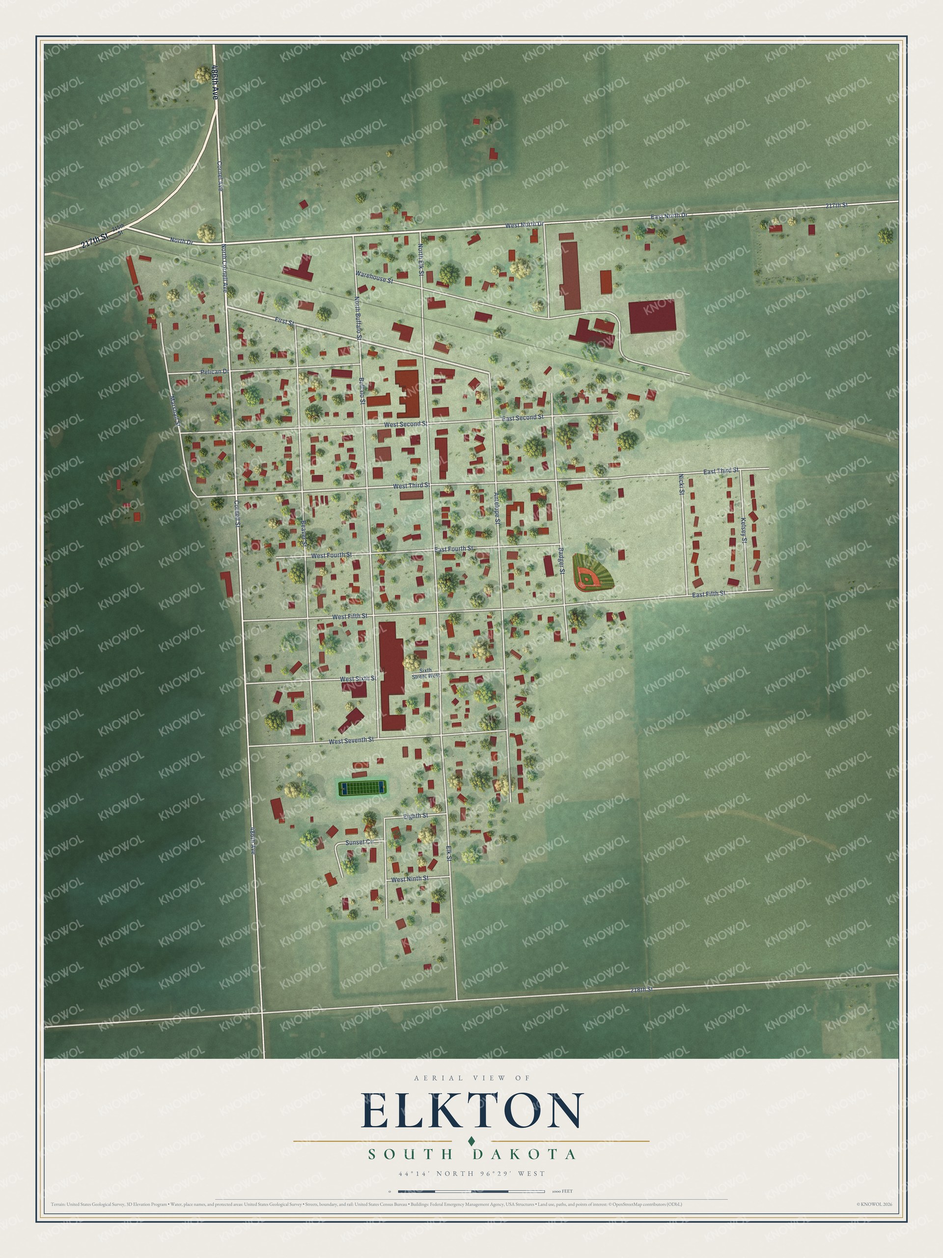 Watermarked full-map preview of Elkton, South Dakota