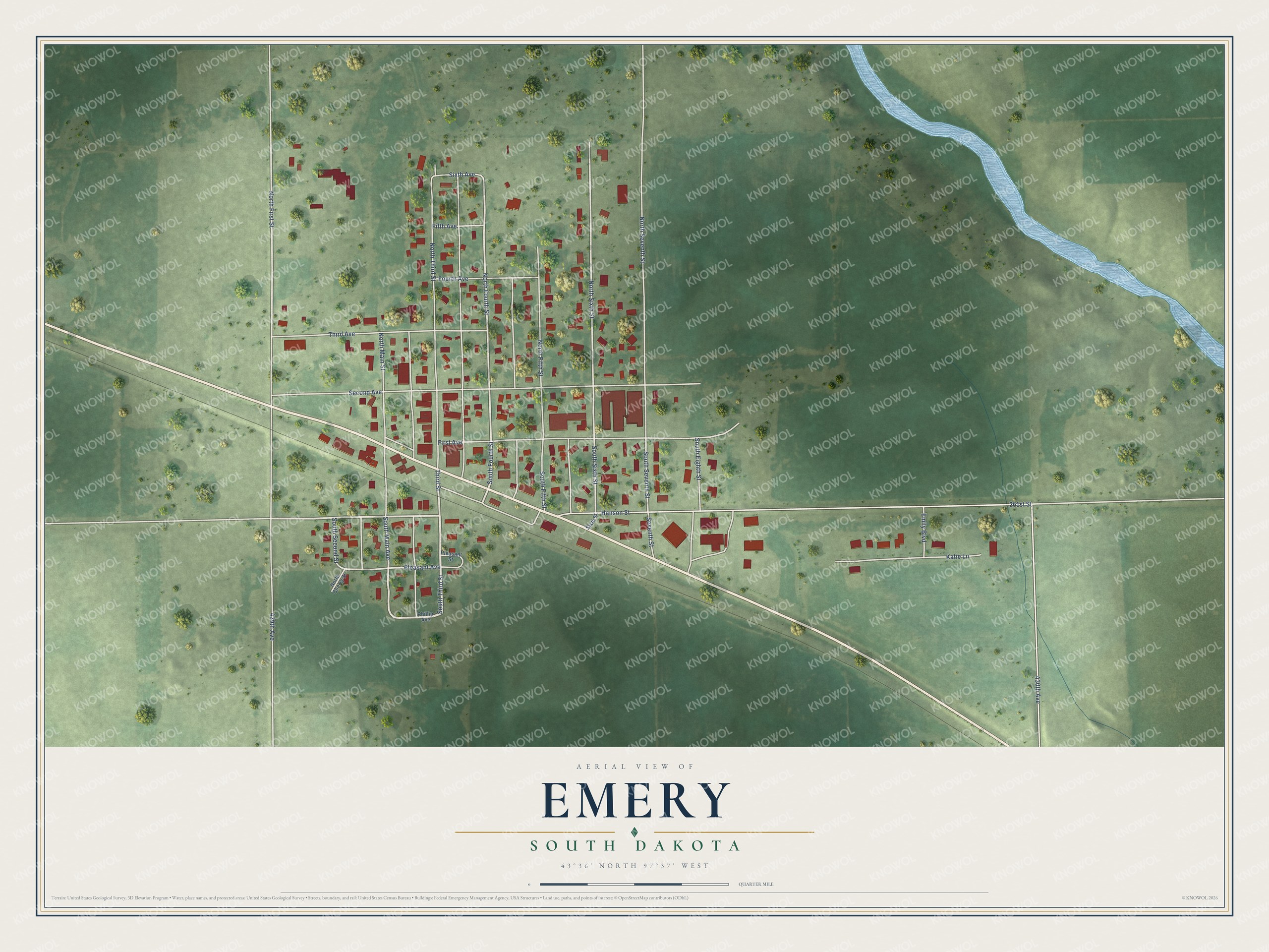 Watermarked full-map preview of Emery, South Dakota