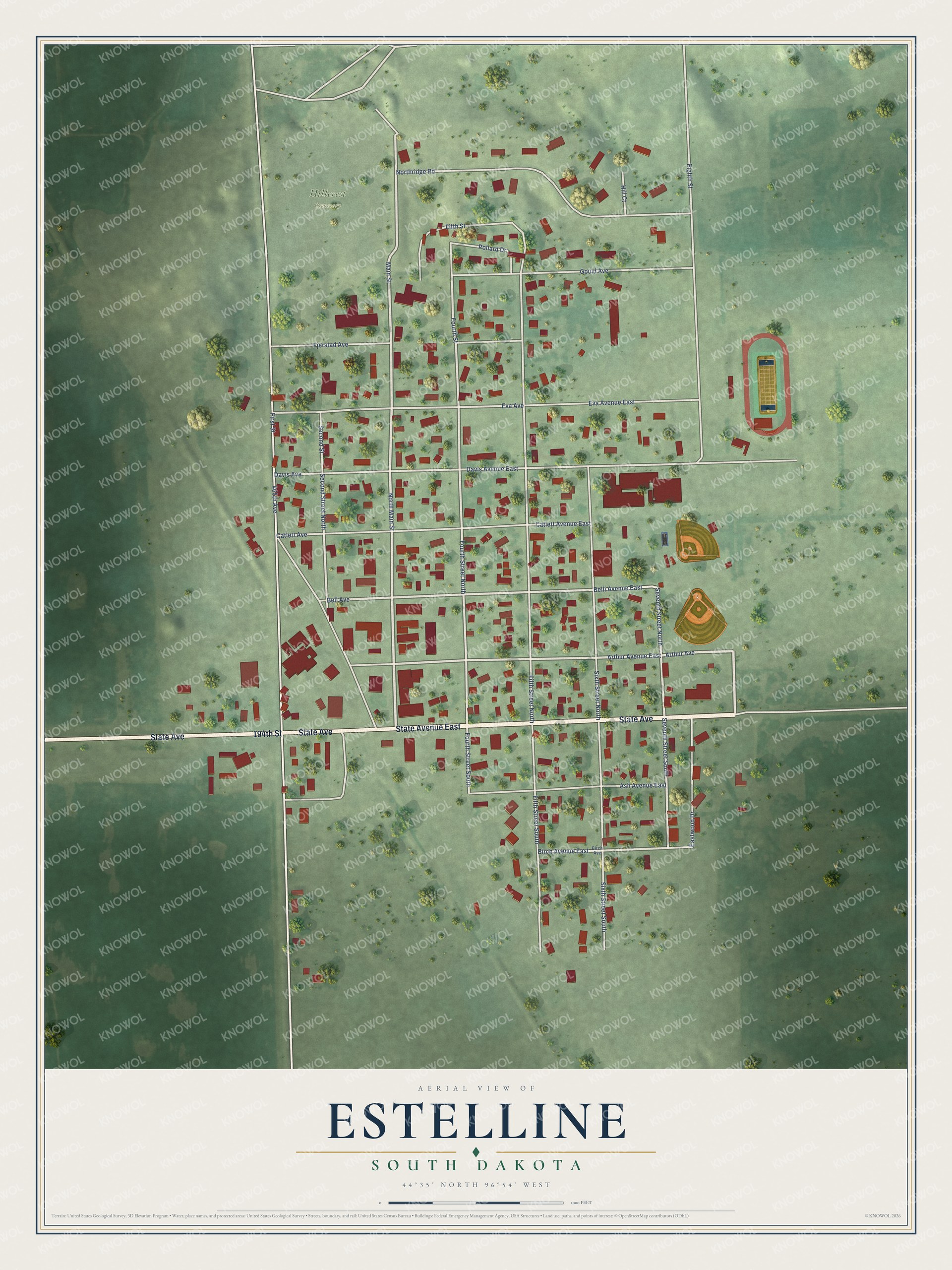 Watermarked full-map preview of Estelline, South Dakota