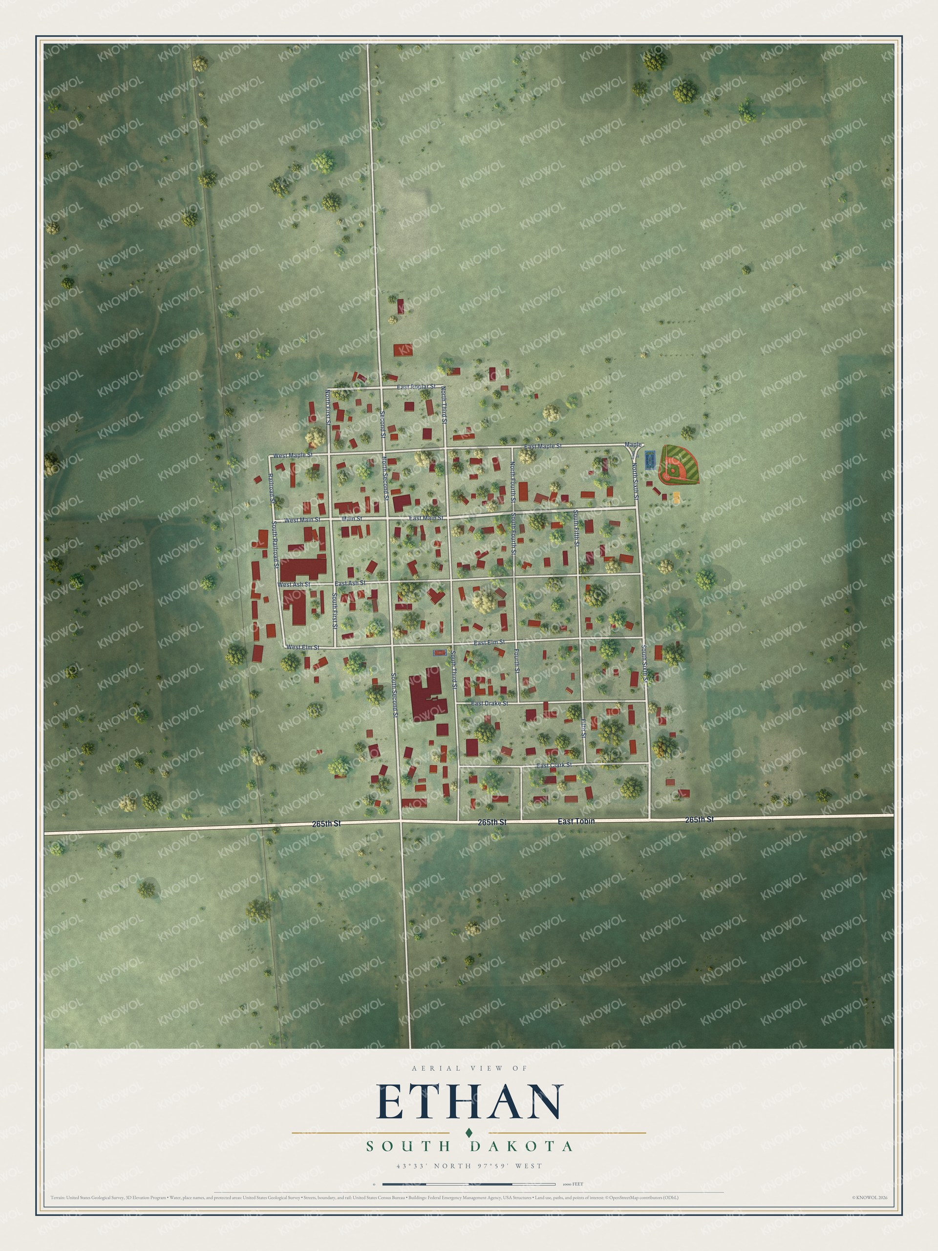Watermarked full-map preview of Ethan, South Dakota