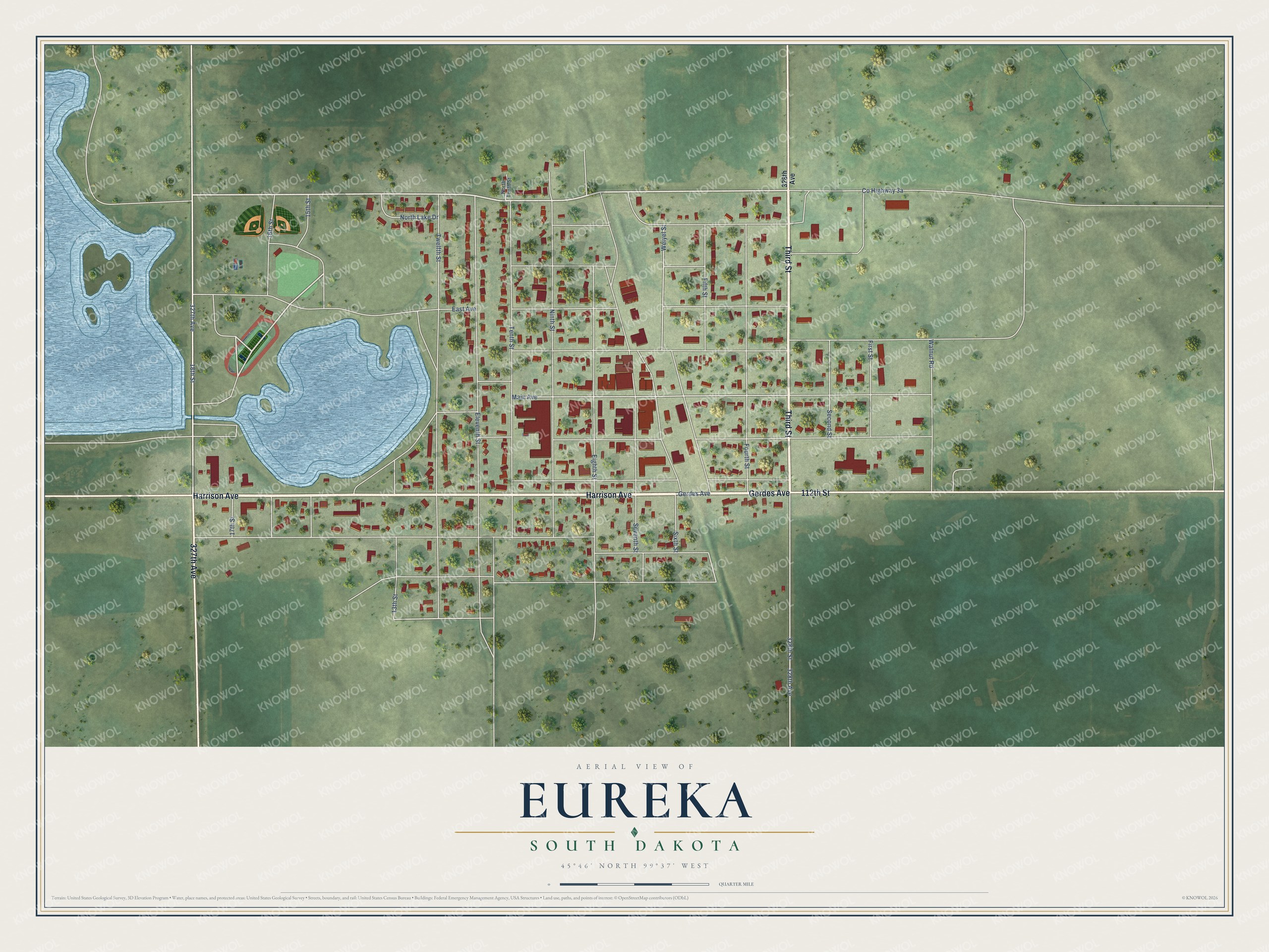 Watermarked full-map preview of Eureka, South Dakota