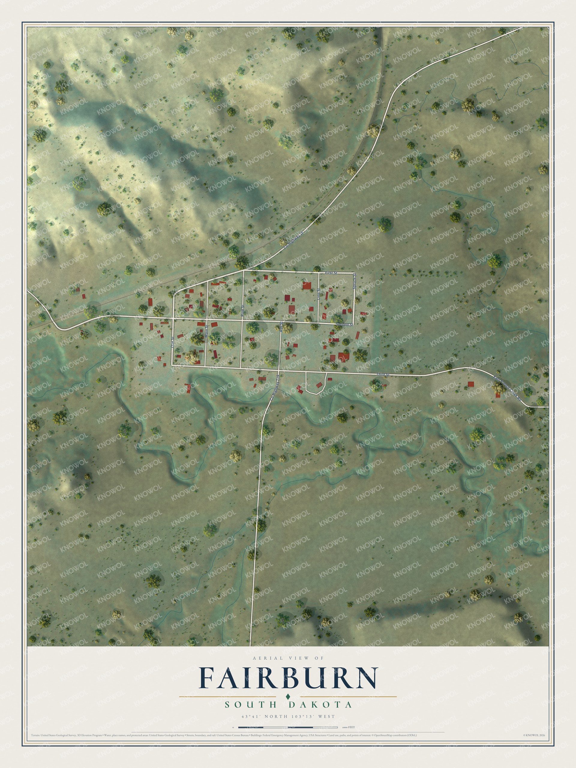 Watermarked full-map preview of Fairburn, South Dakota
