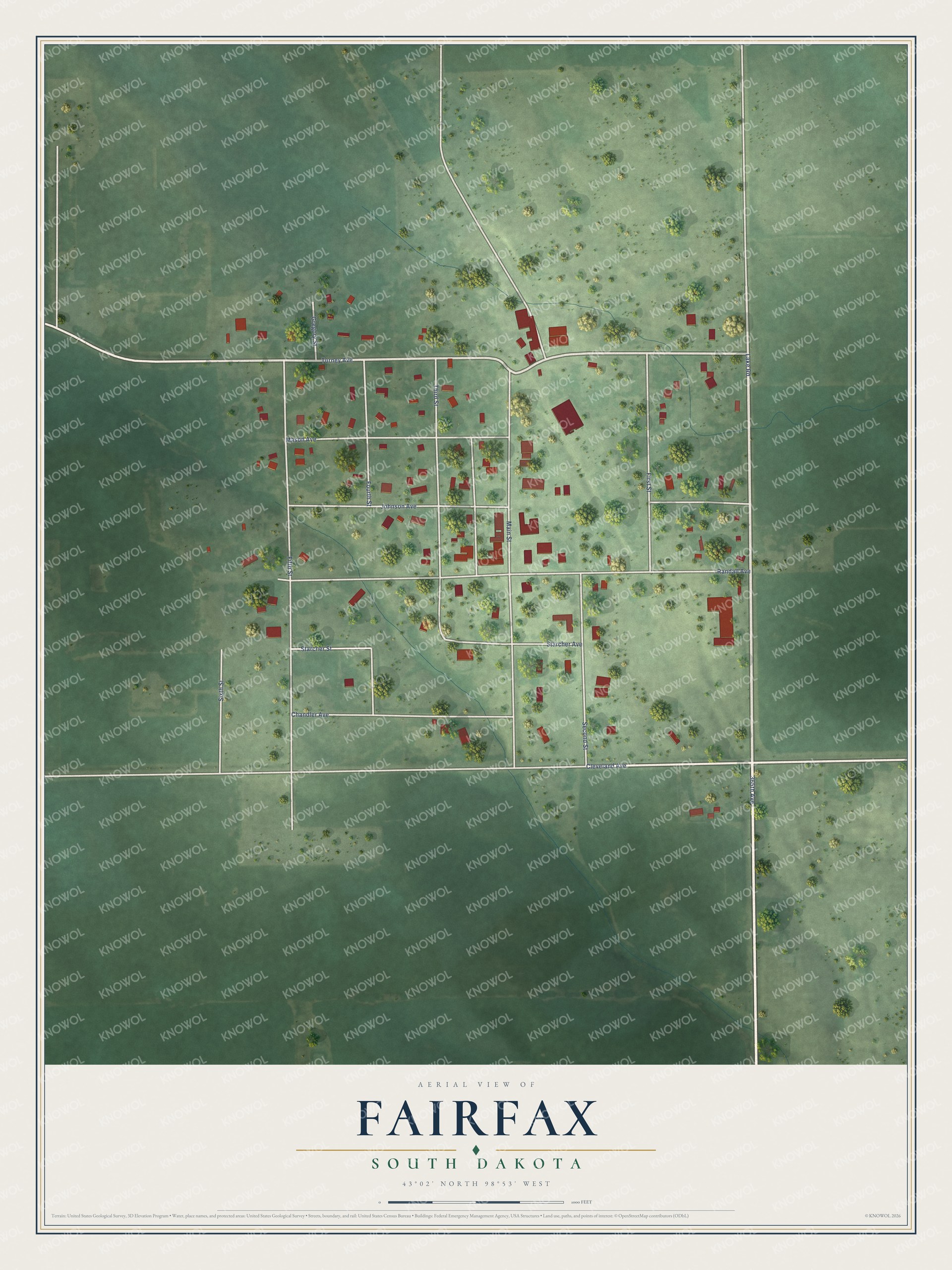 Watermarked full-map preview of Fairfax, South Dakota