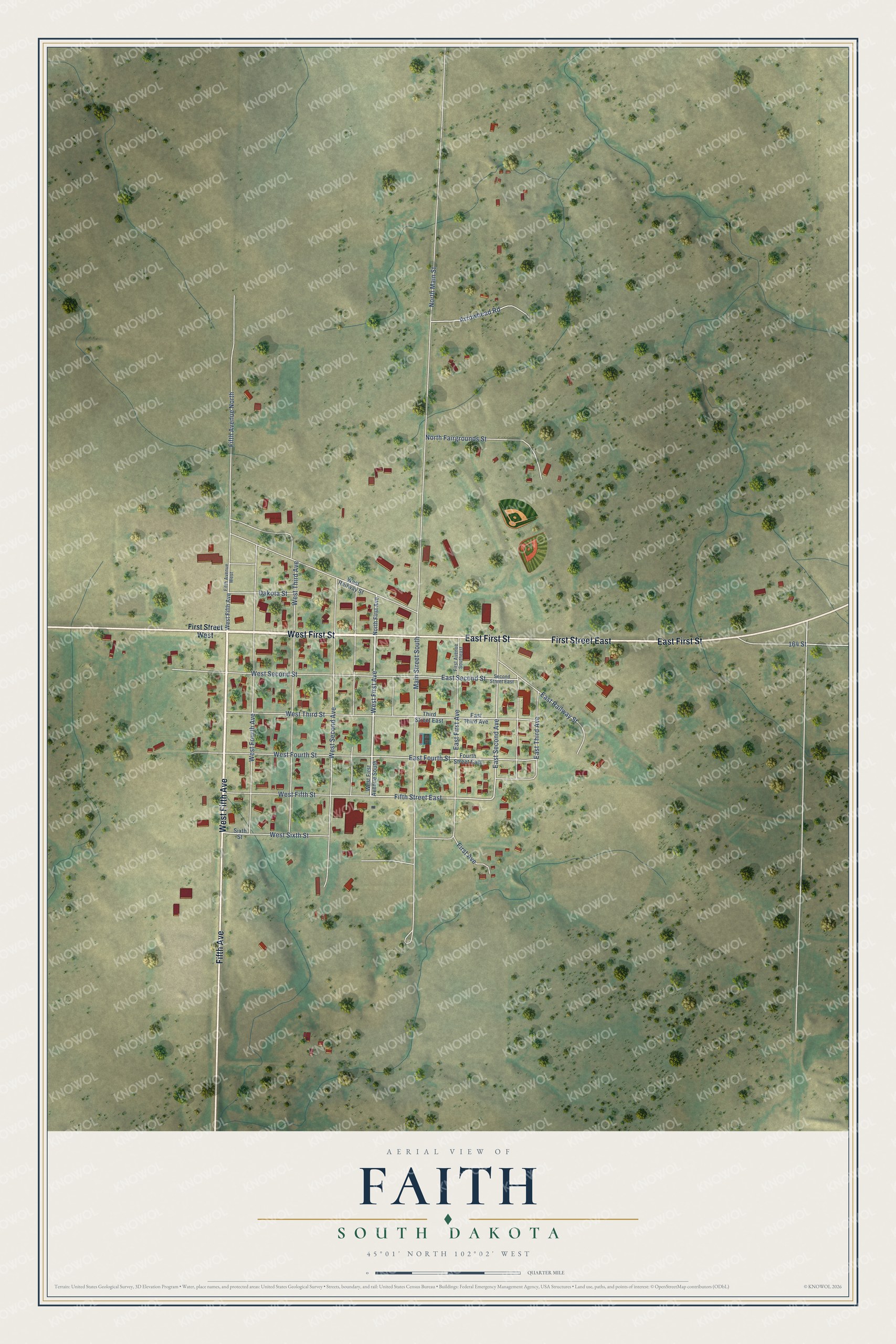Watermarked full-map preview of Faith, South Dakota
