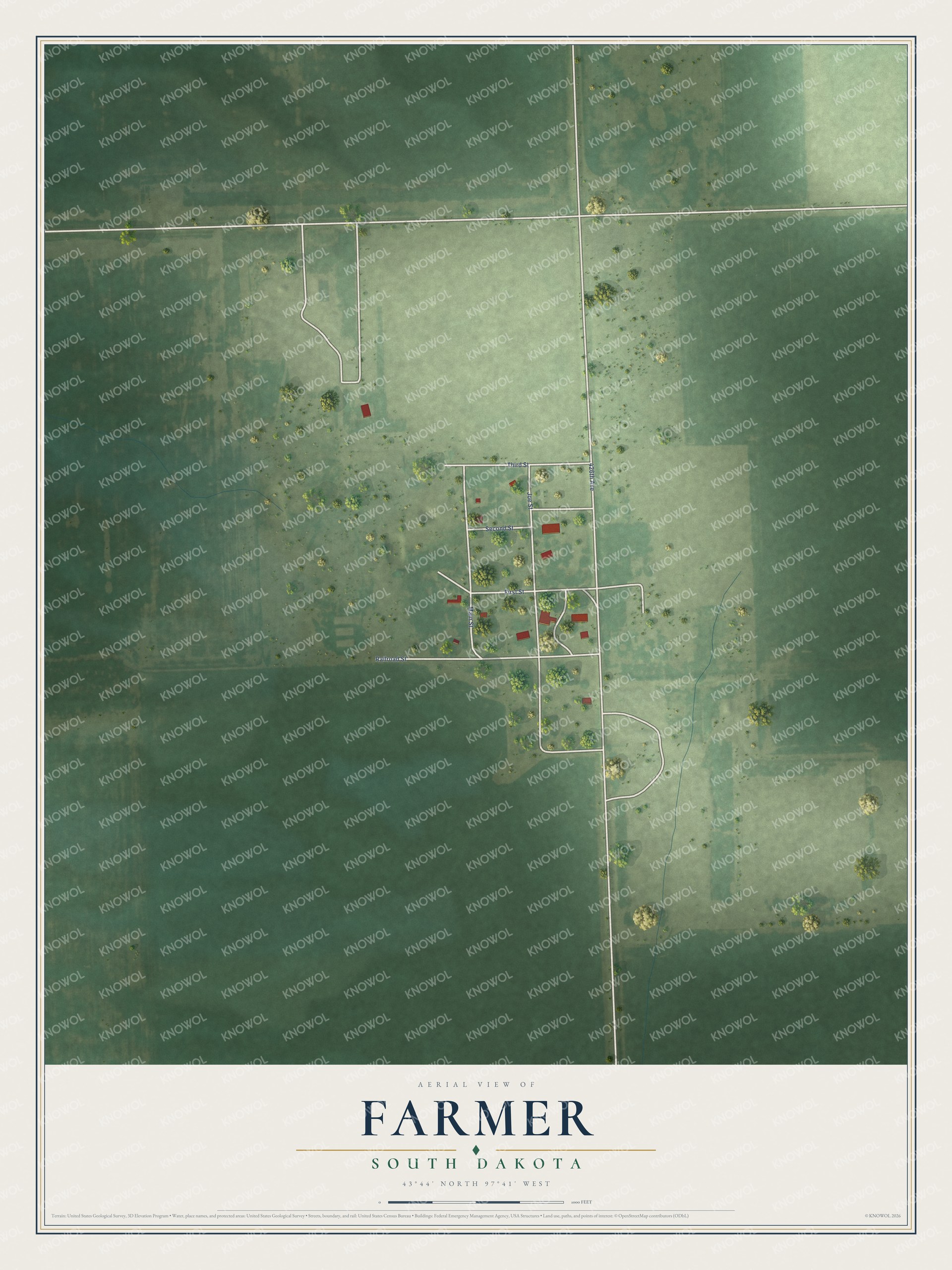 Watermarked full-map preview of Farmer, South Dakota