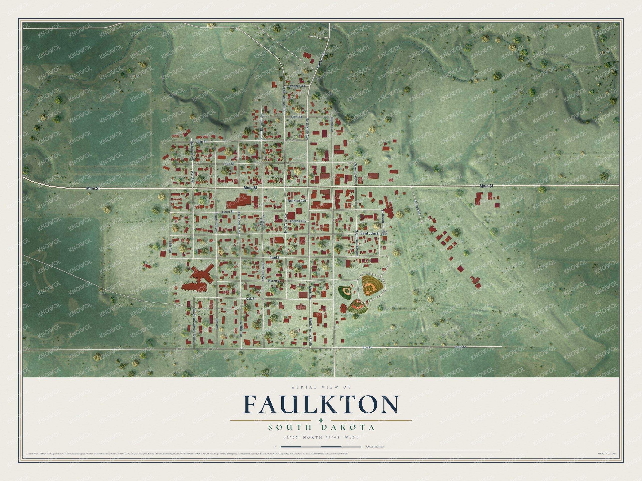 Watermarked full-map preview of Faulkton, South Dakota