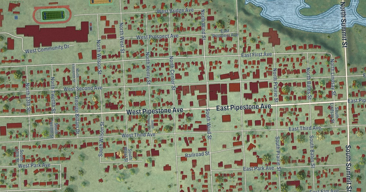 Map of Flandreau, South Dakota in 2026