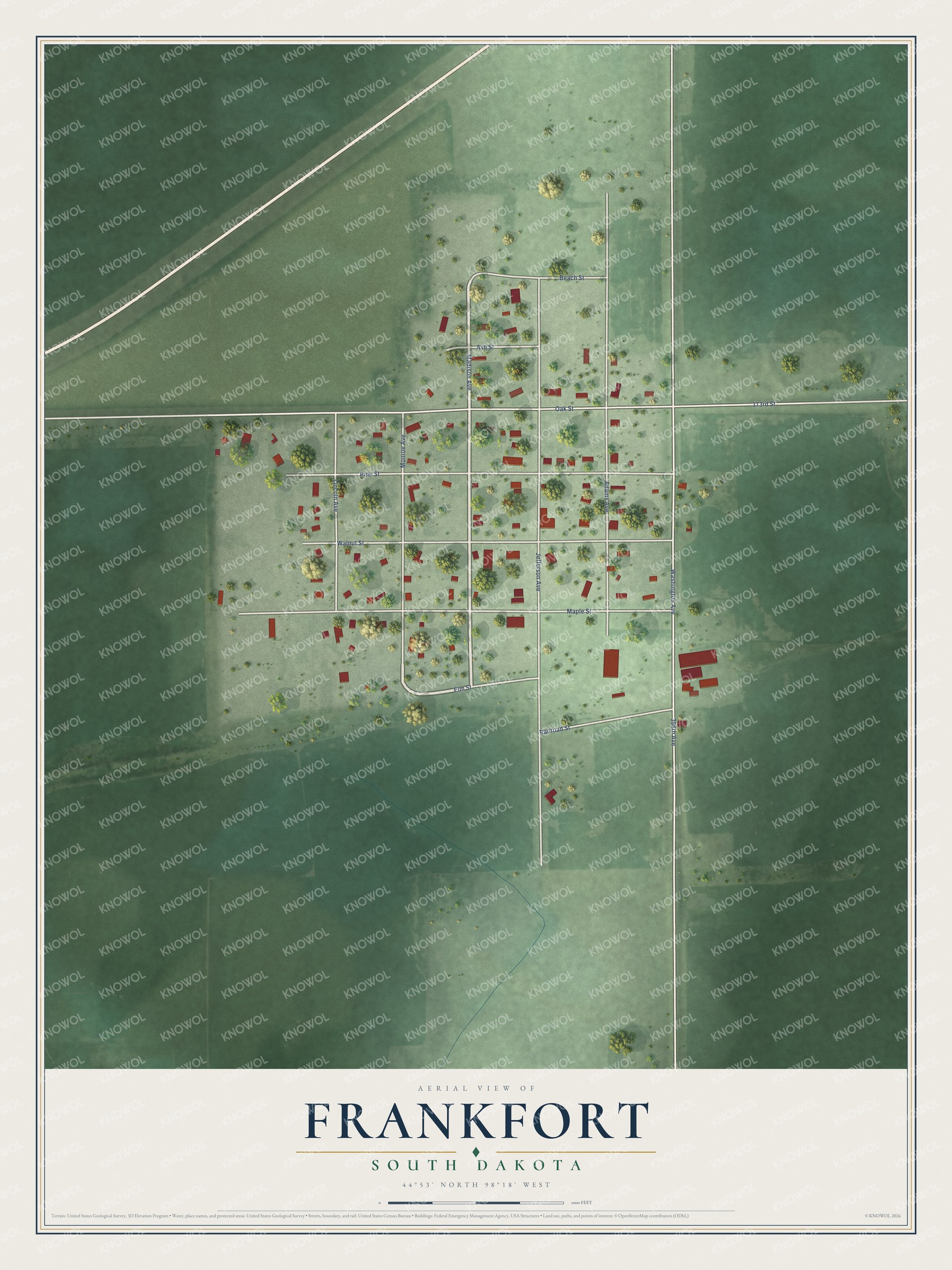 Watermarked full-map preview of Frankfort, South Dakota