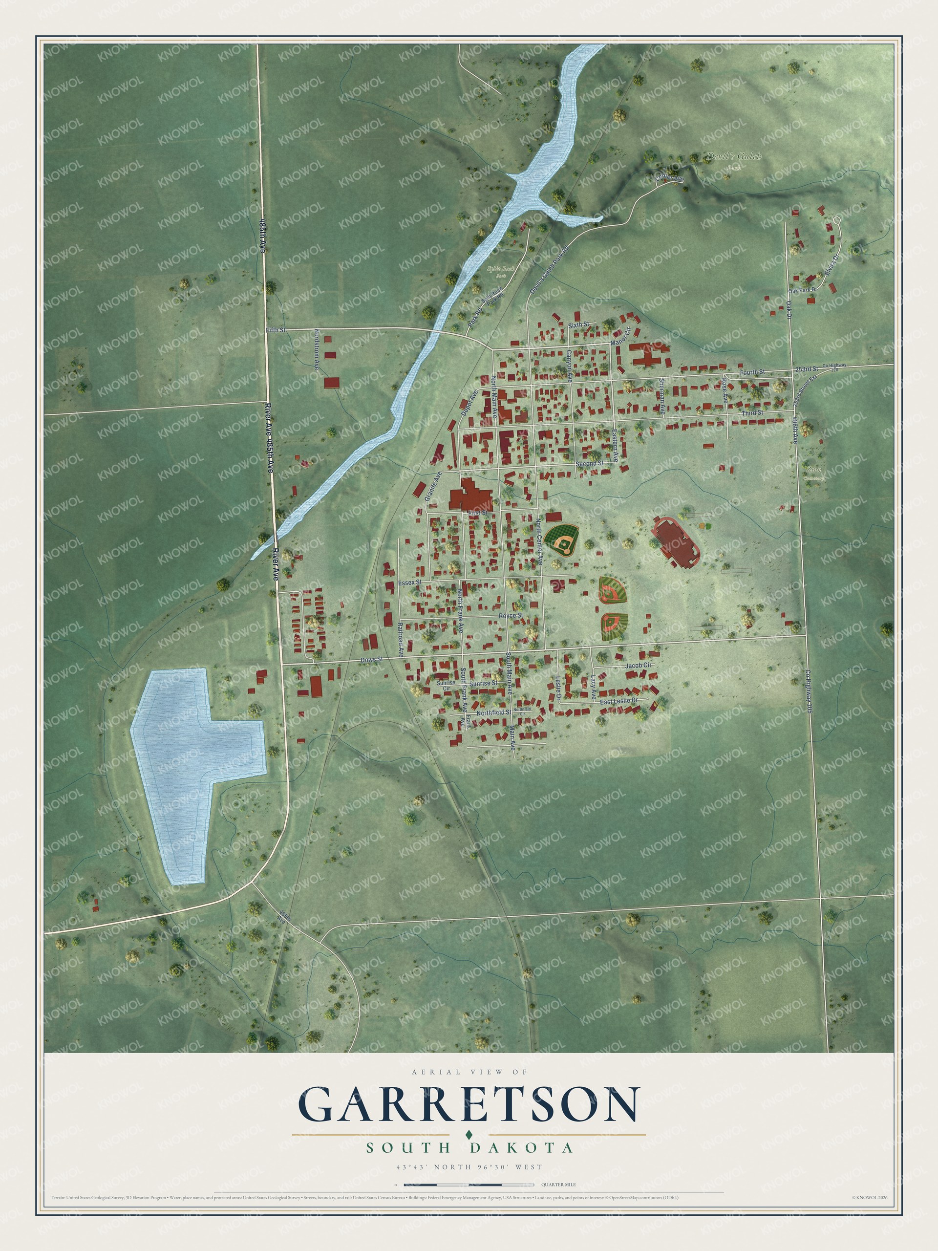 Watermarked full-map preview of Garretson, South Dakota