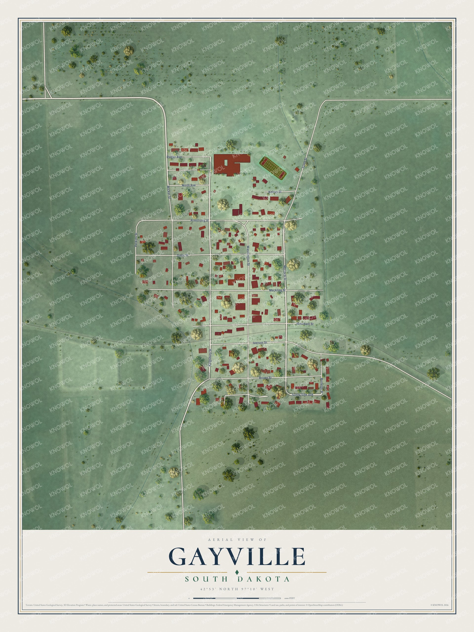 Watermarked full-map preview of Gayville, South Dakota