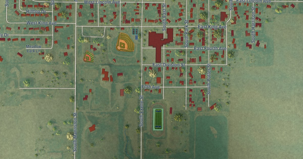 Map of Gettysburg, South Dakota in 2026