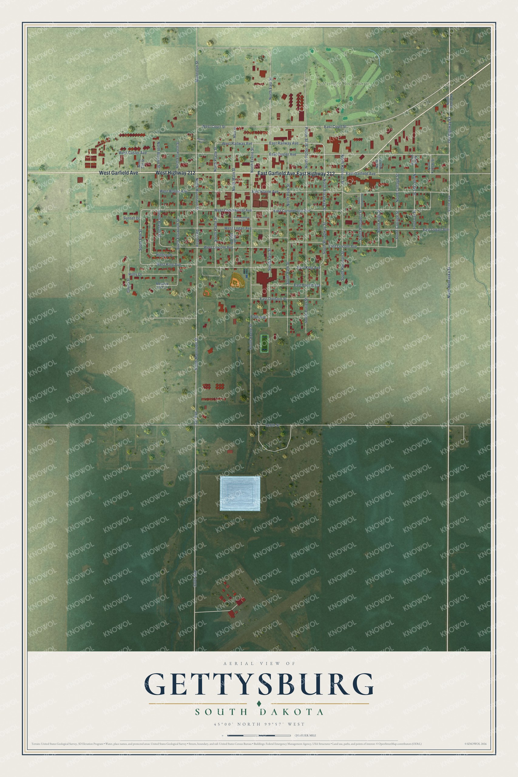 Watermarked full-map preview of Gettysburg, South Dakota