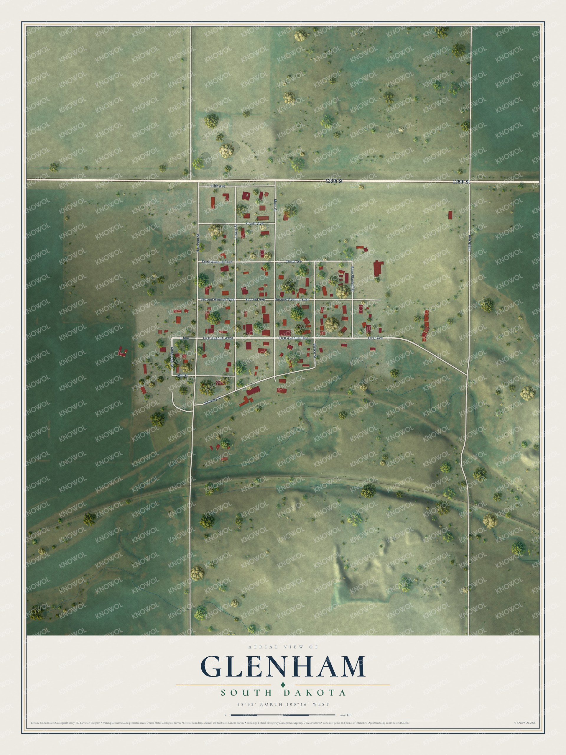 Watermarked full-map preview of Glenham, South Dakota