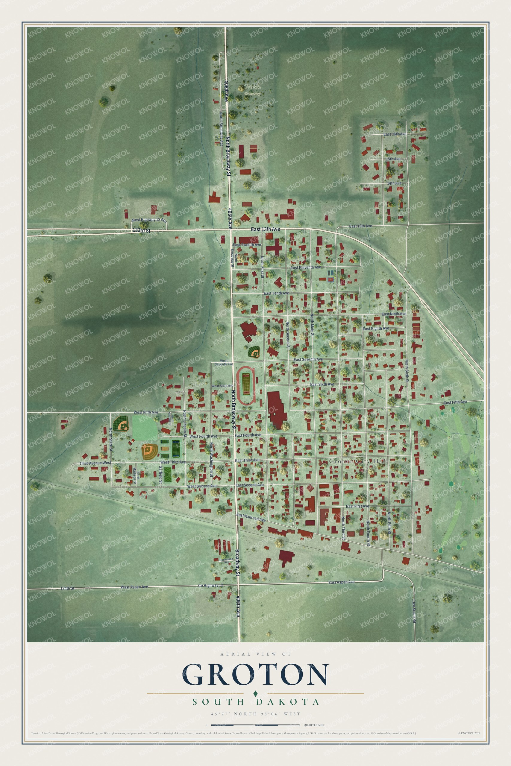 Watermarked full-map preview of Groton, South Dakota