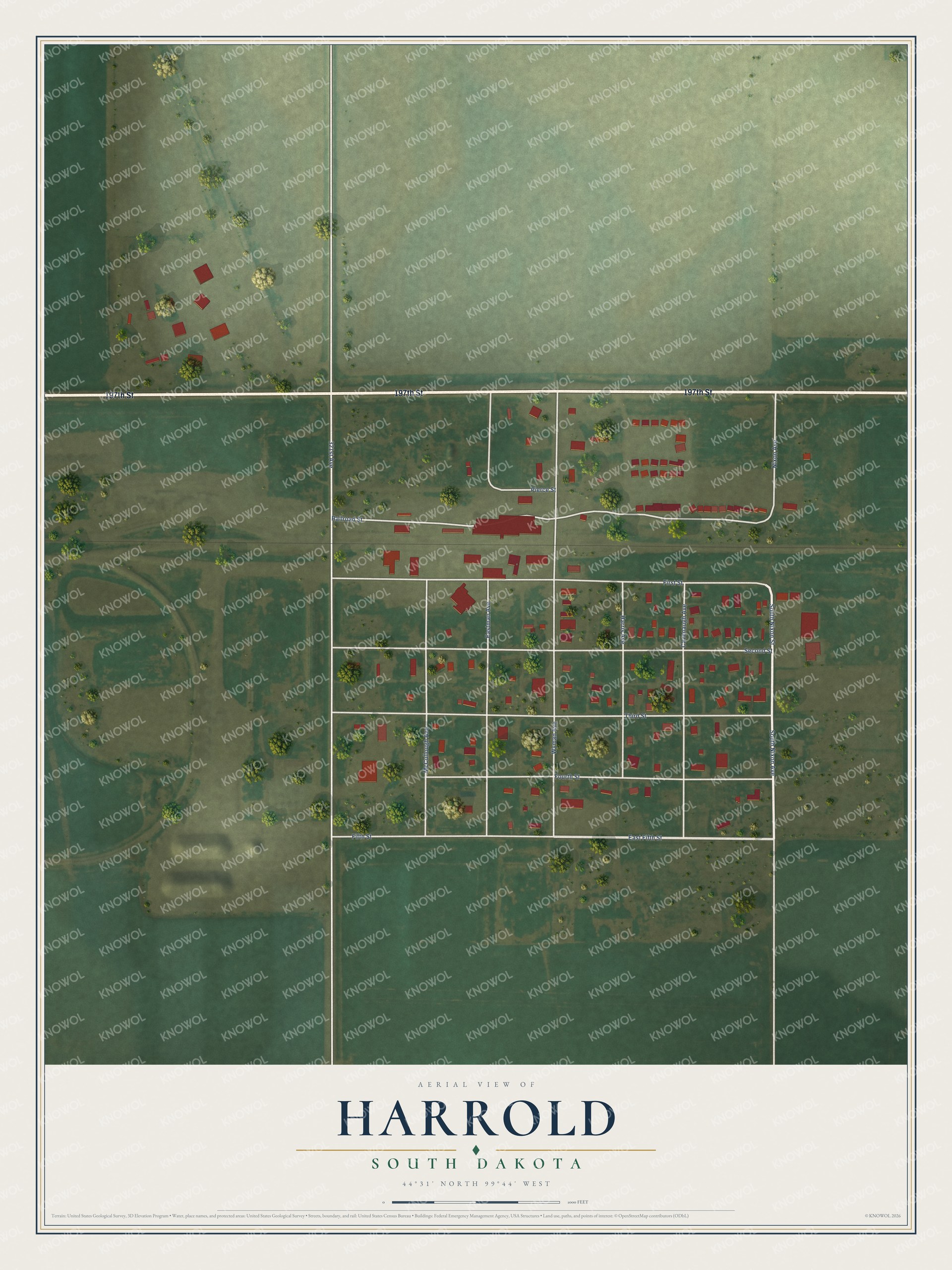 Watermarked full-map preview of Harrold, South Dakota