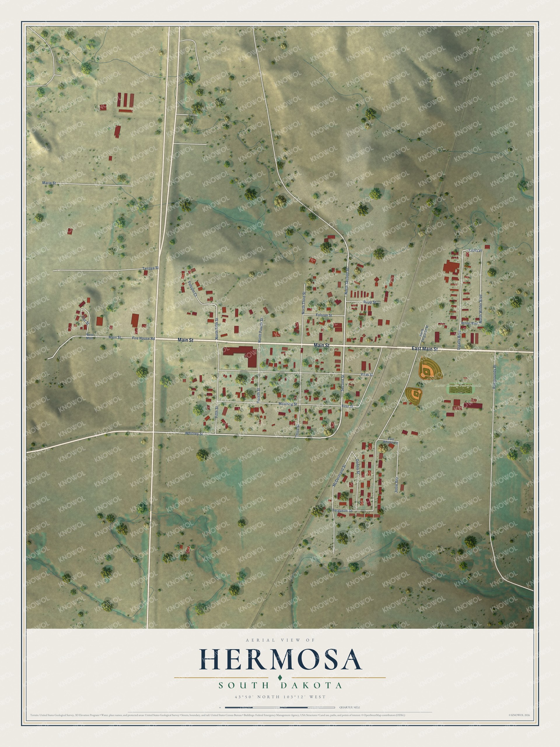 Watermarked full-map preview of Hermosa, South Dakota
