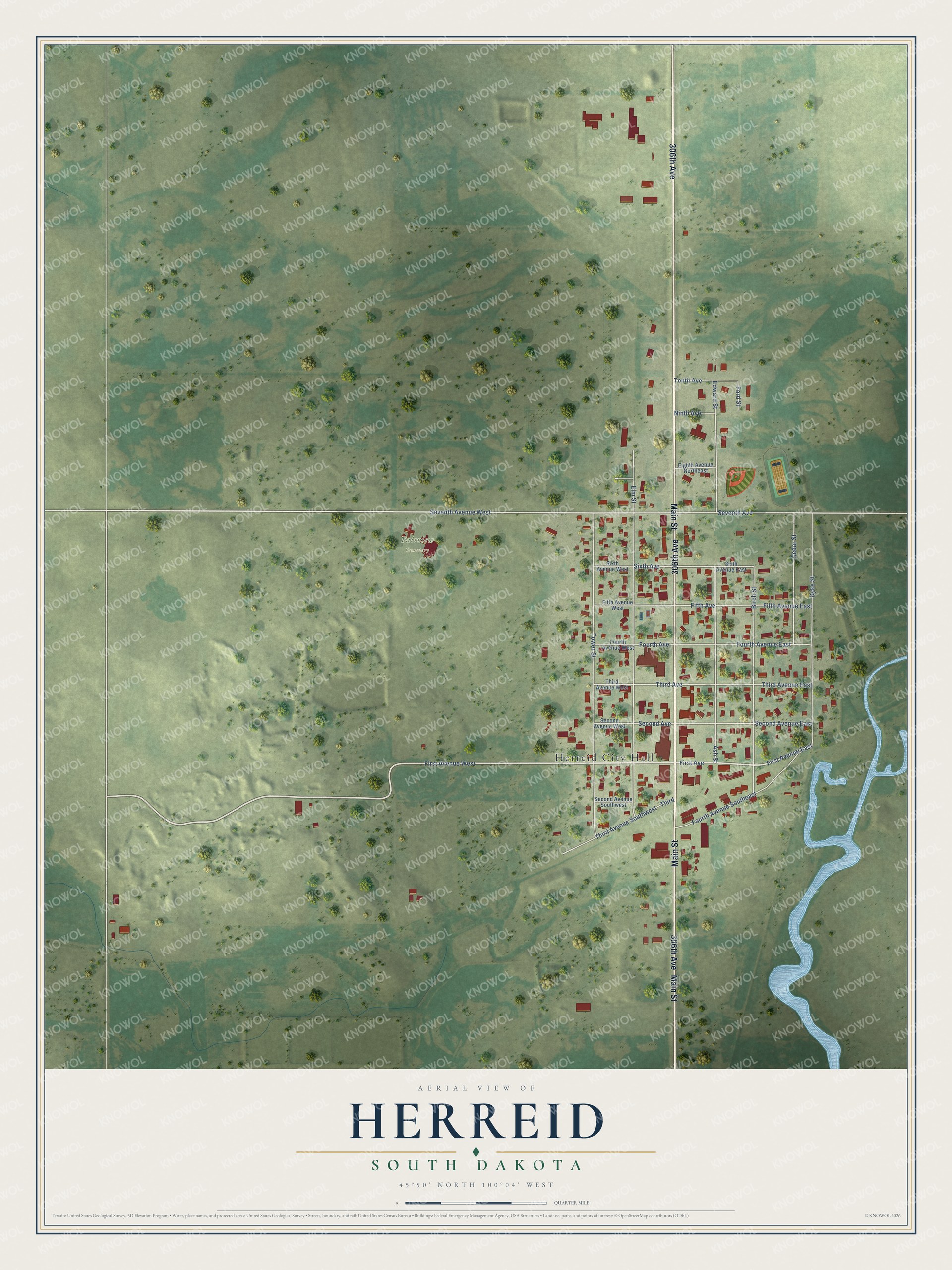Watermarked full-map preview of Herreid, South Dakota