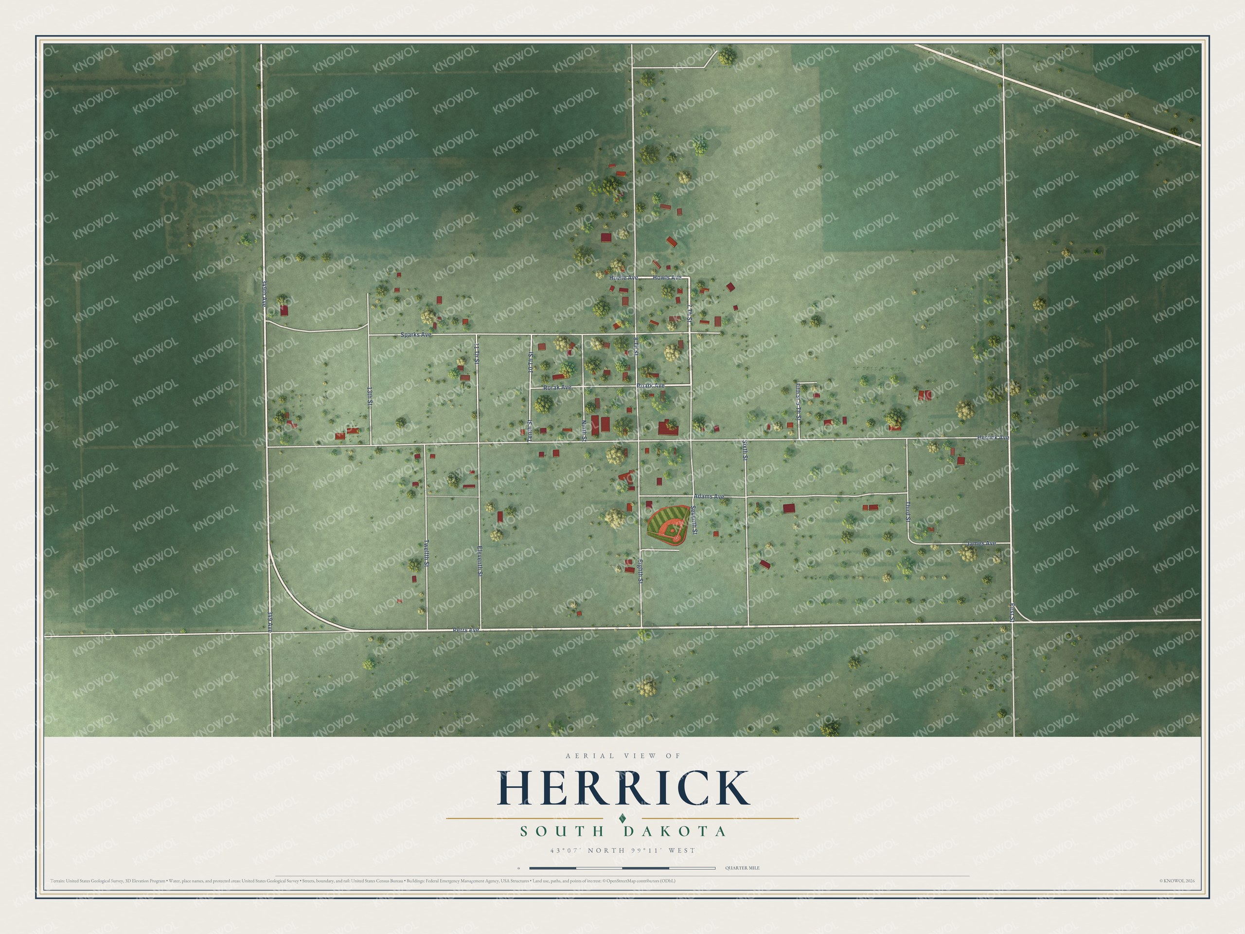 Watermarked full-map preview of Herrick, South Dakota