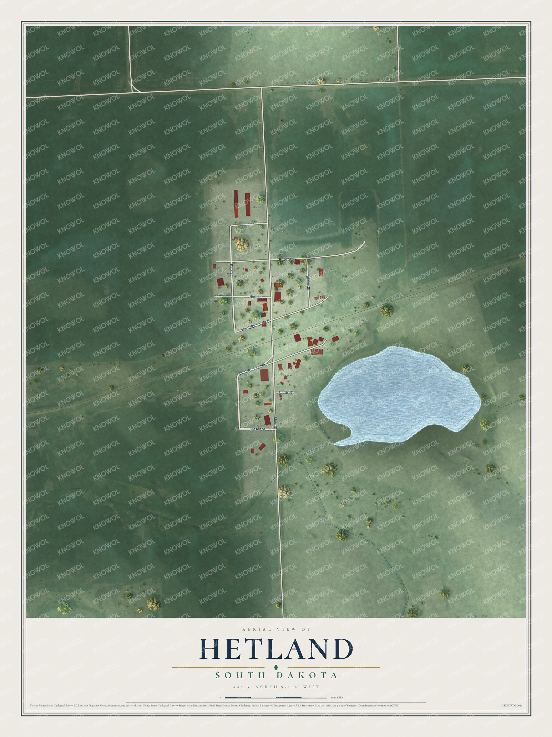 Watermarked full-map preview of Hetland, South Dakota