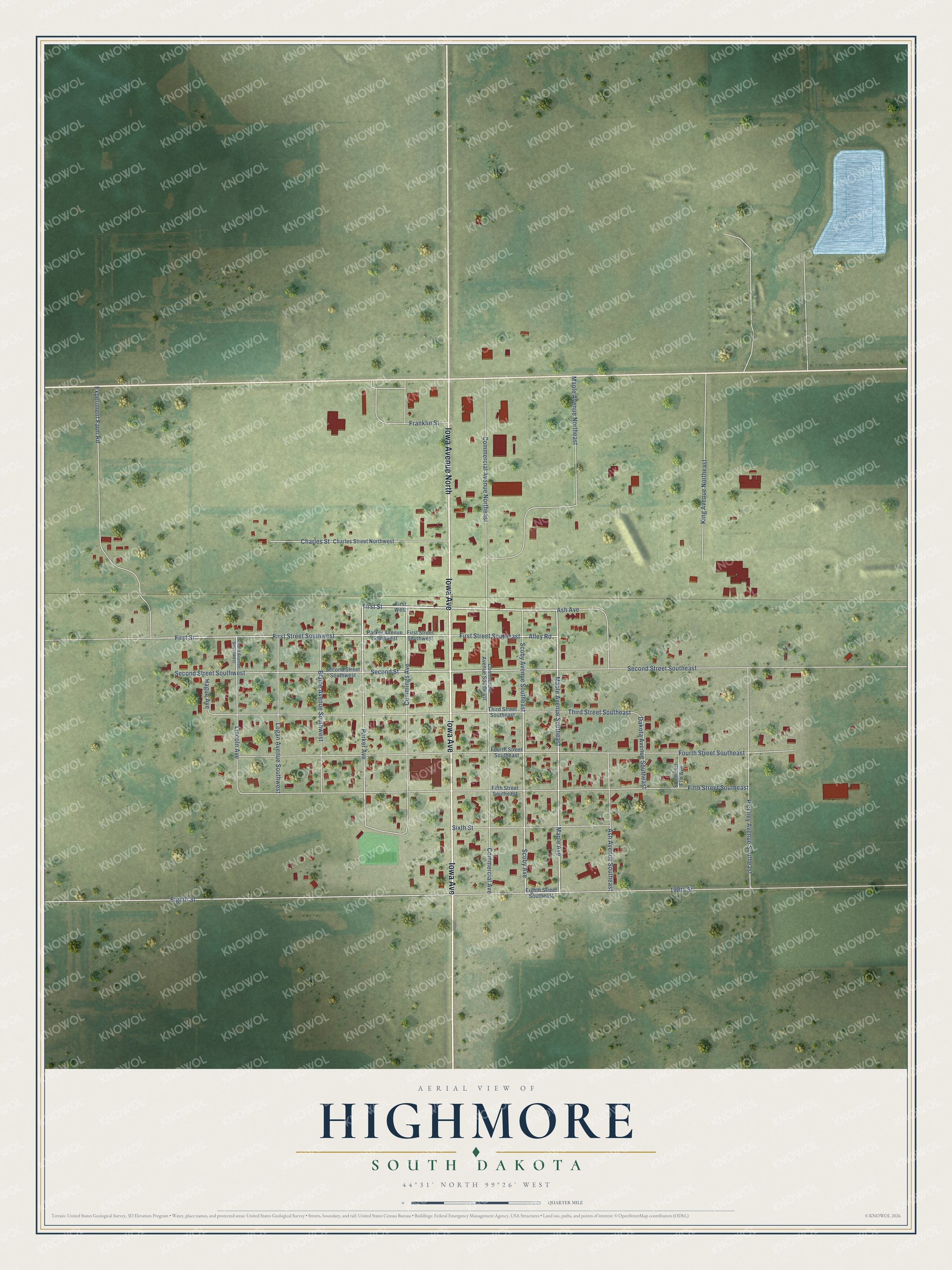 Watermarked full-map preview of Highmore, South Dakota