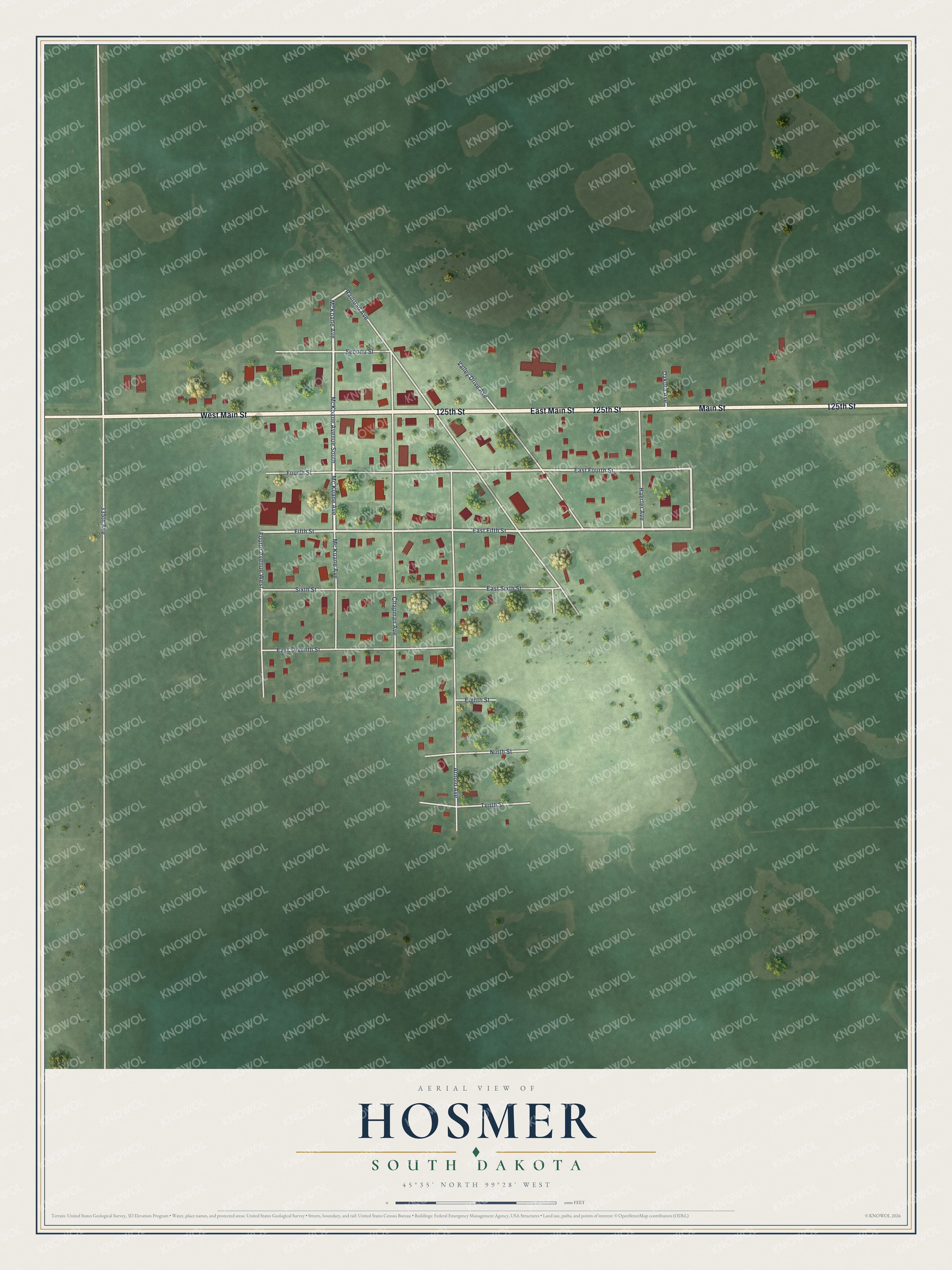 Watermarked full-map preview of Hosmer, South Dakota