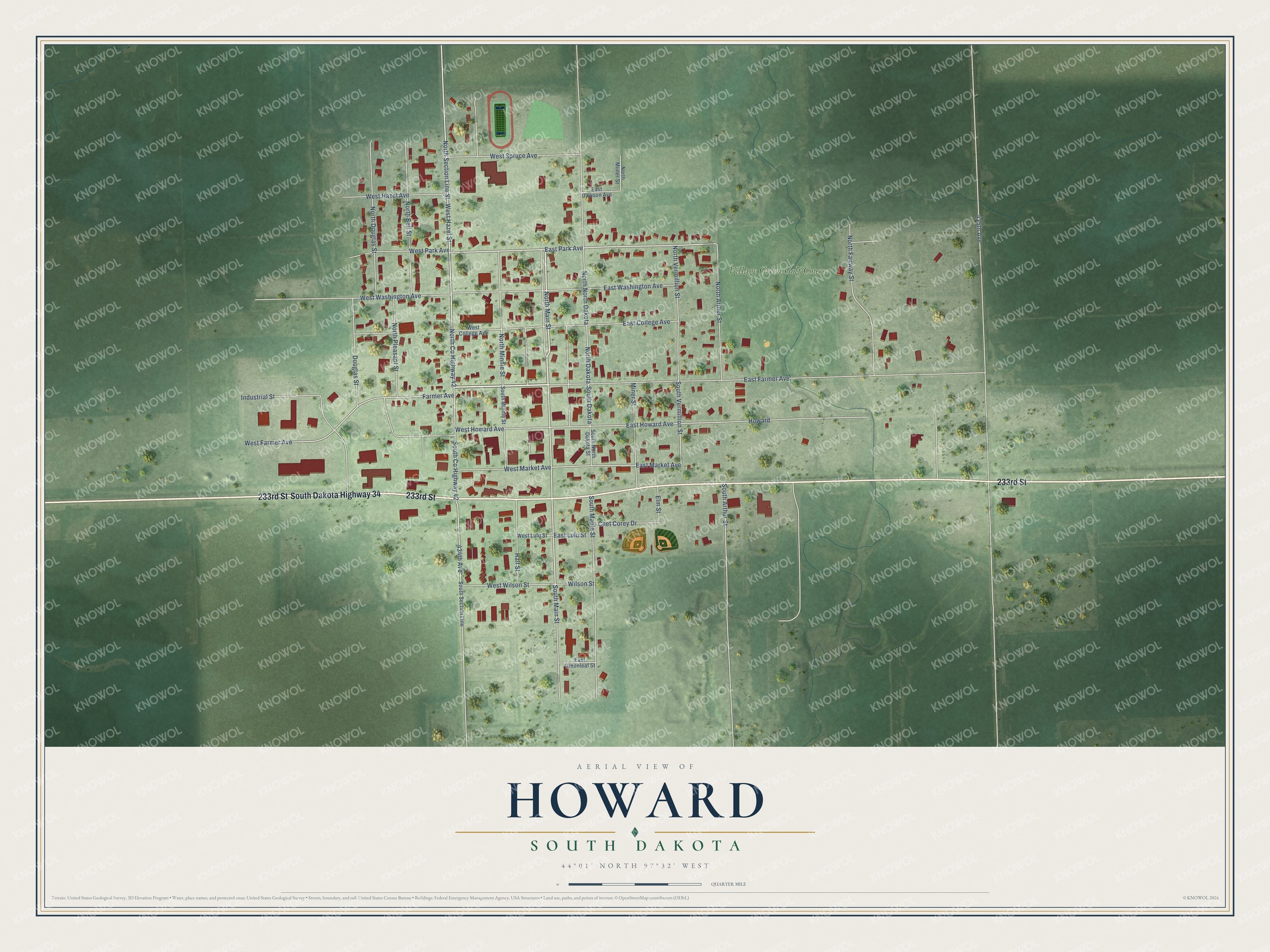 Watermarked full-map preview of Howard, South Dakota
