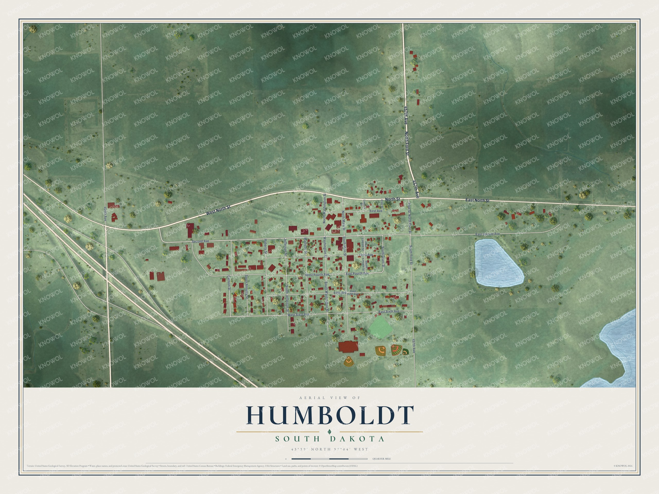 Watermarked full-map preview of Humboldt, South Dakota