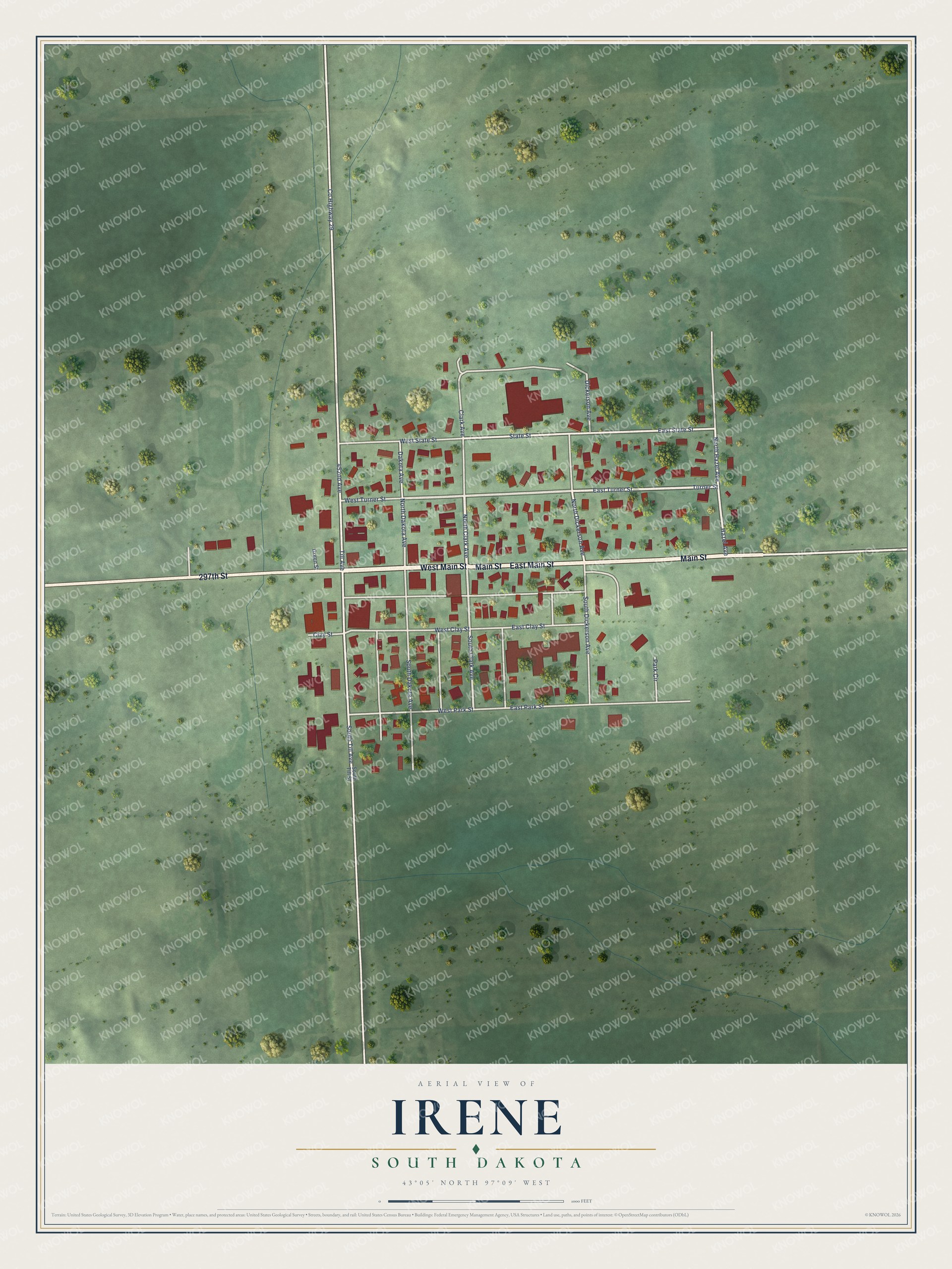 Watermarked full-map preview of Irene, South Dakota