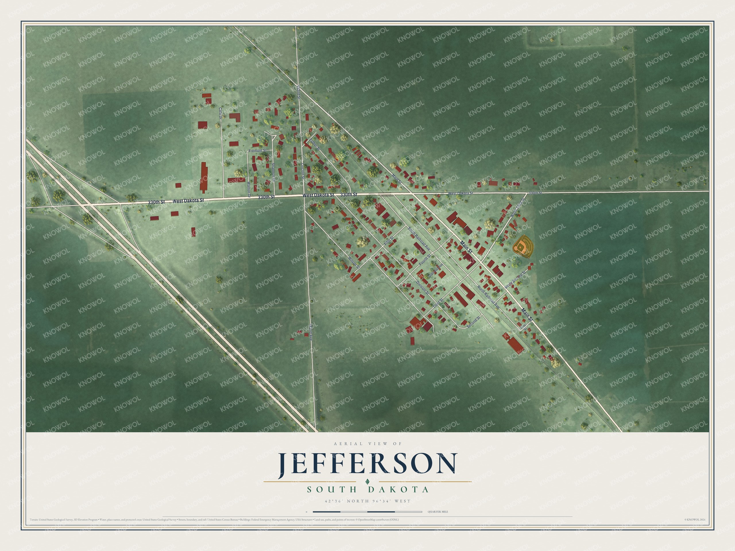 Watermarked full-map preview of Jefferson, South Dakota