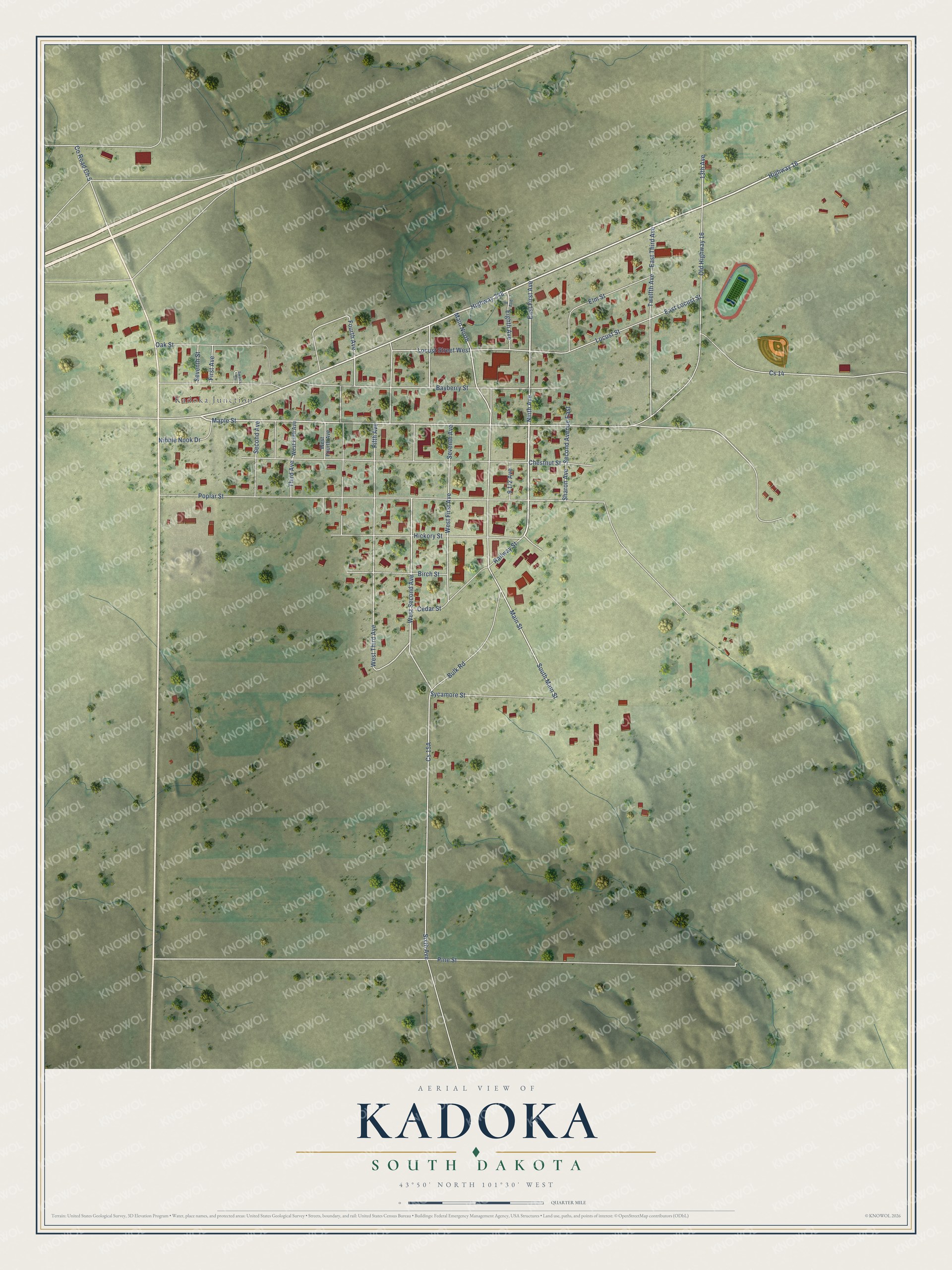 Watermarked full-map preview of Kadoka, South Dakota