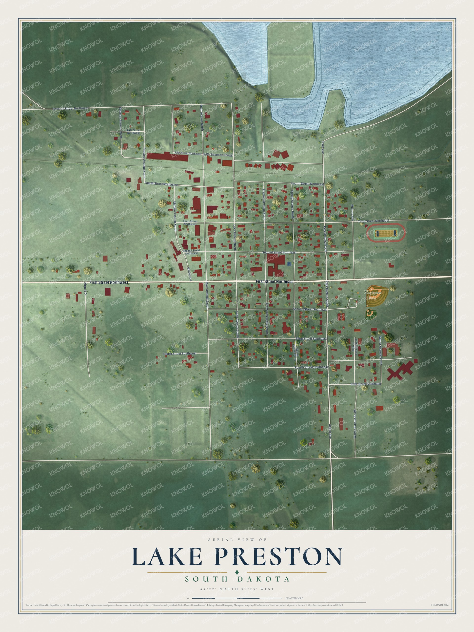 Watermarked full-map preview of Lake Preston, South Dakota
