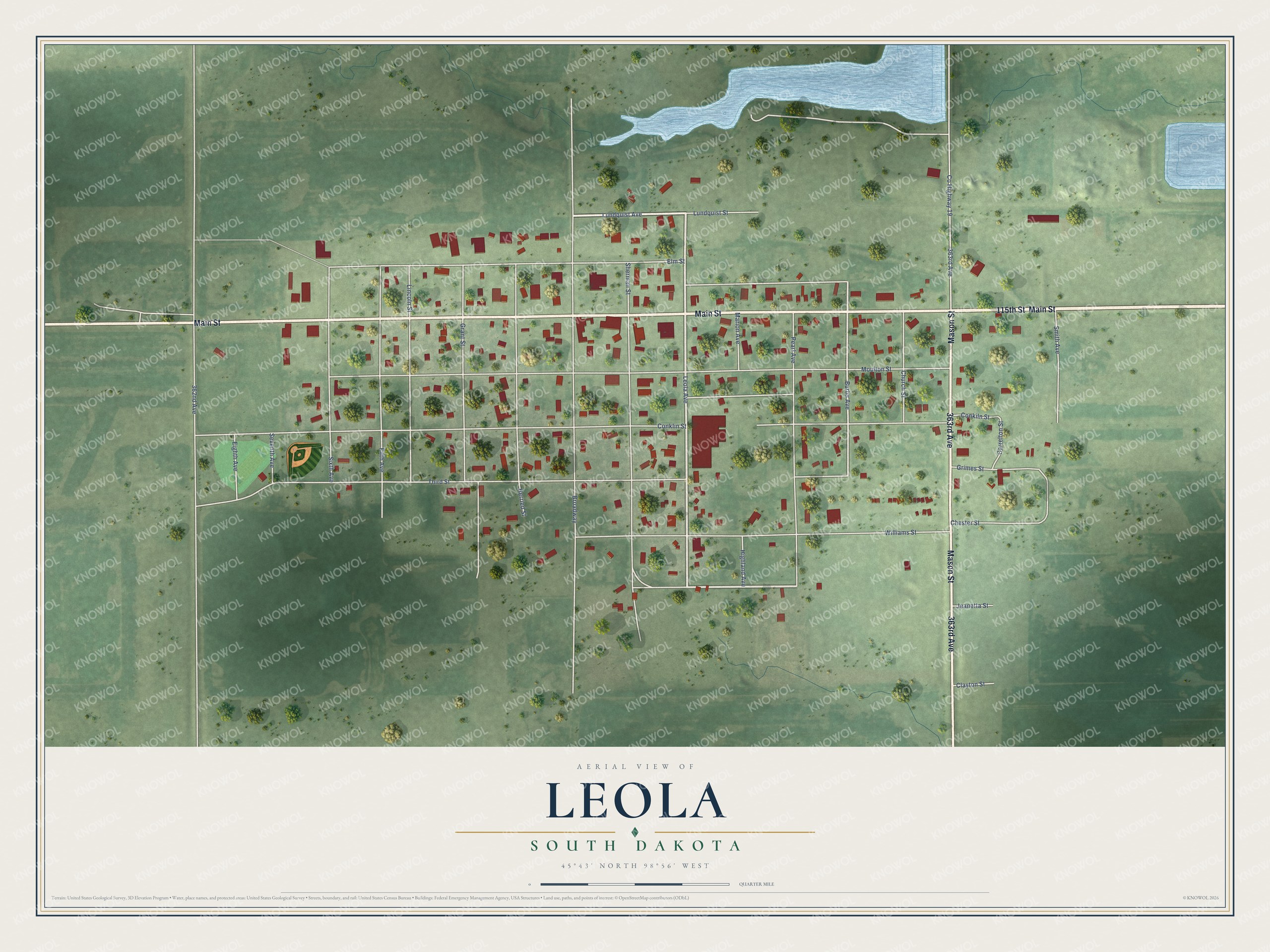 Watermarked full-map preview of Leola, South Dakota