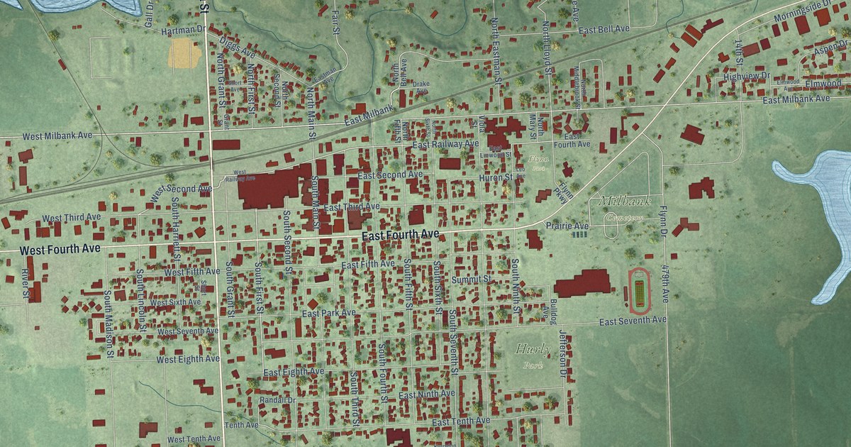 Map of Milbank, South Dakota in 2026