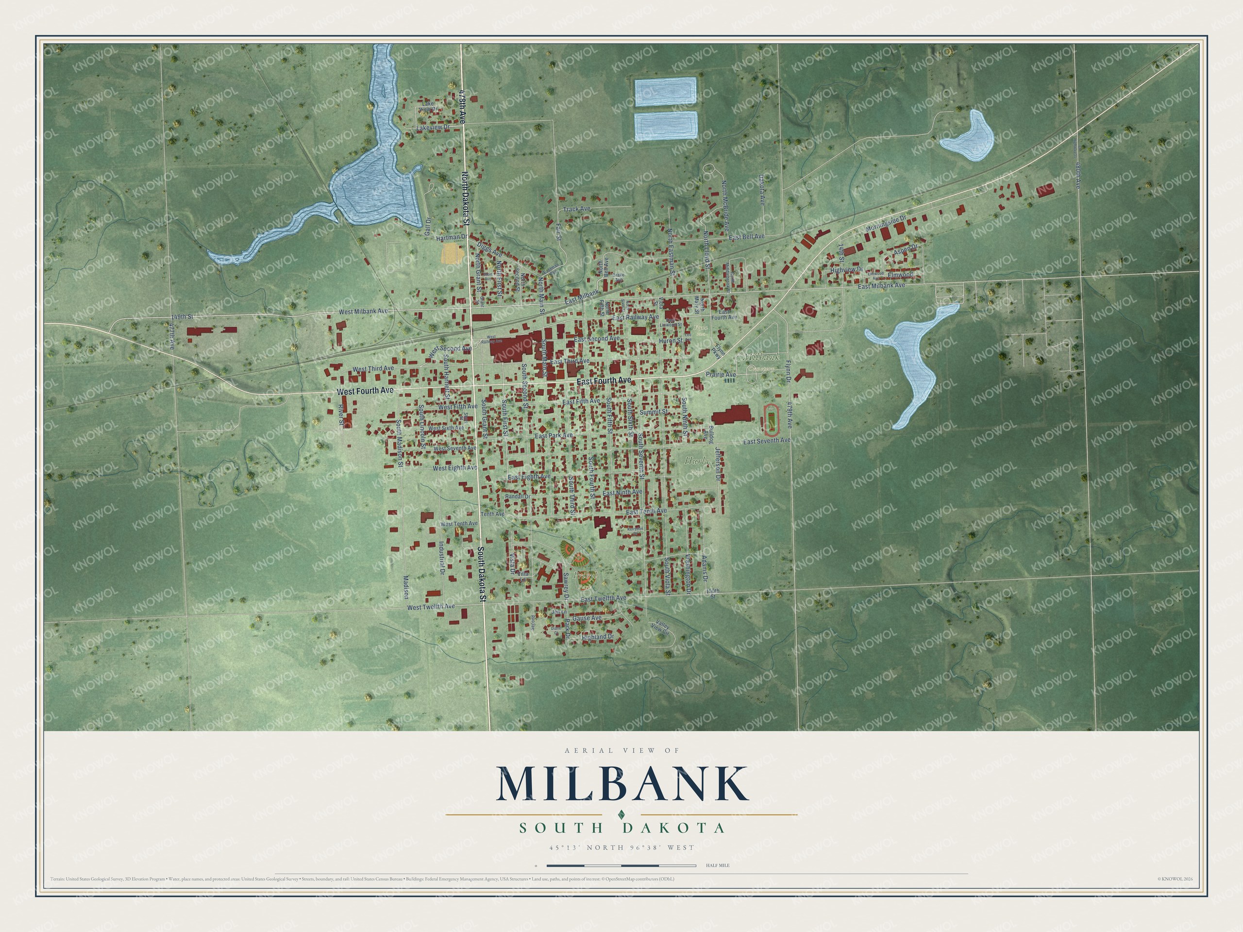 Watermarked full-map preview of Milbank, South Dakota
