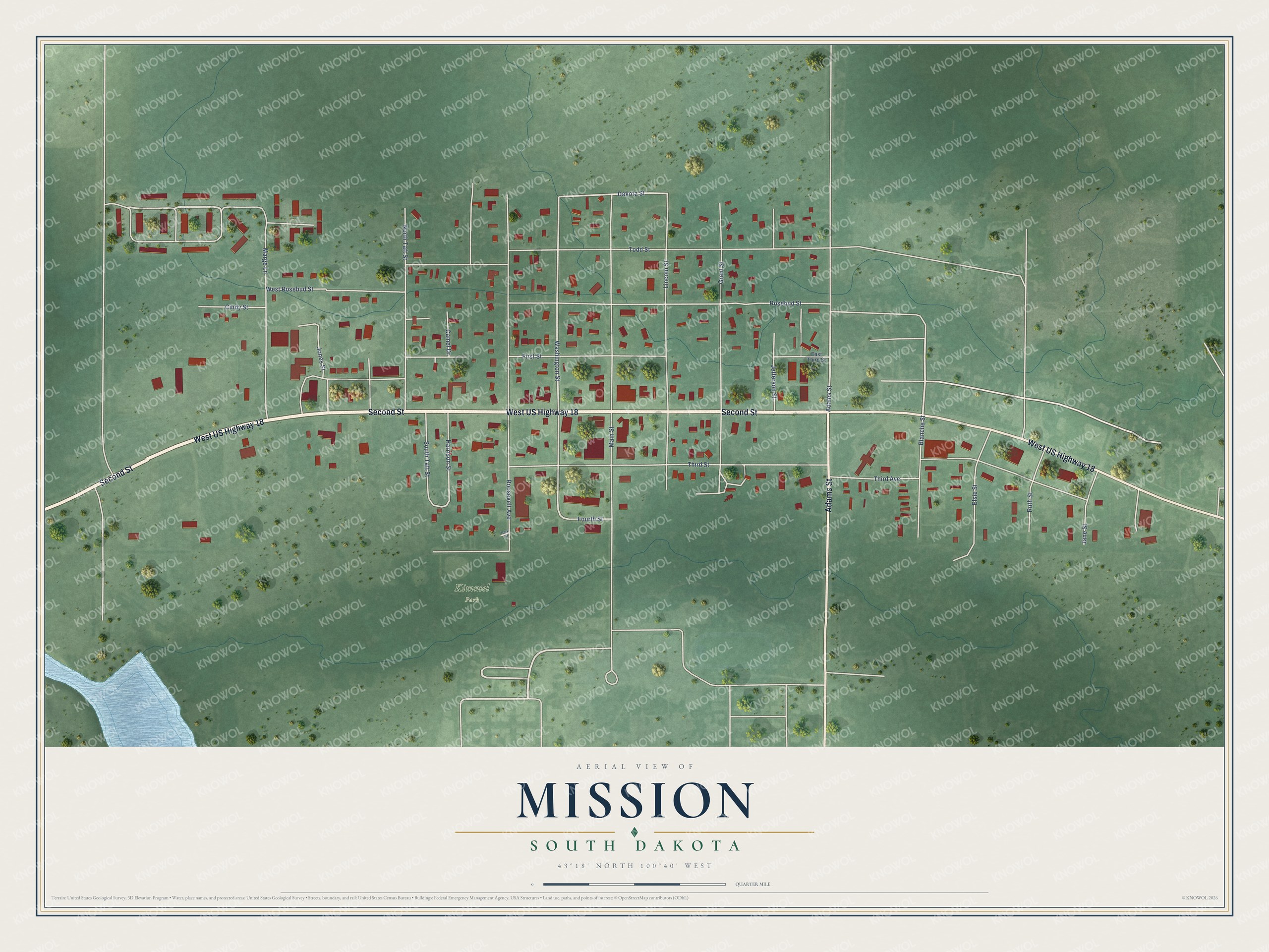 Watermarked full-map preview of Mission, South Dakota