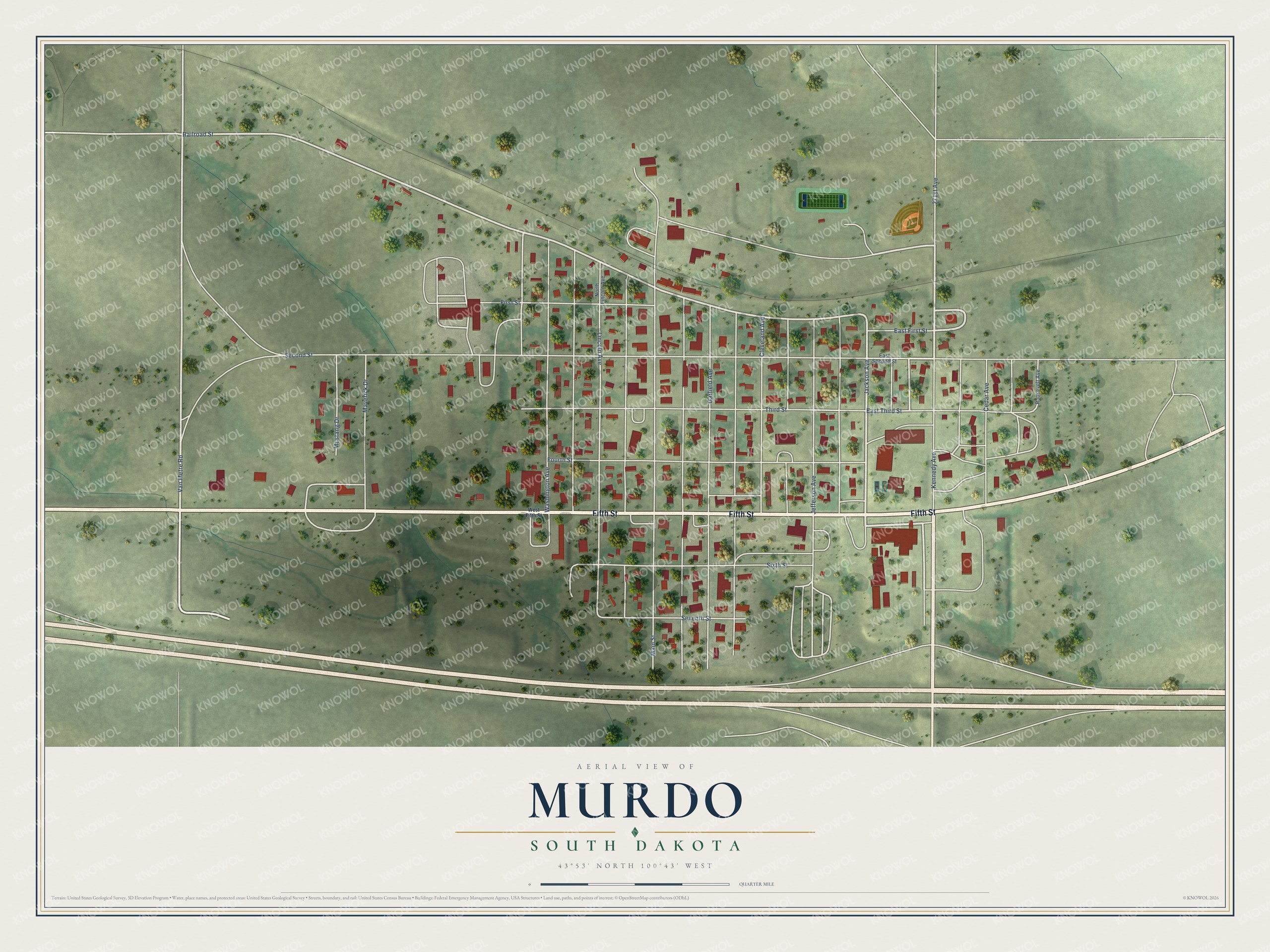 Watermarked full-map preview of Murdo, South Dakota