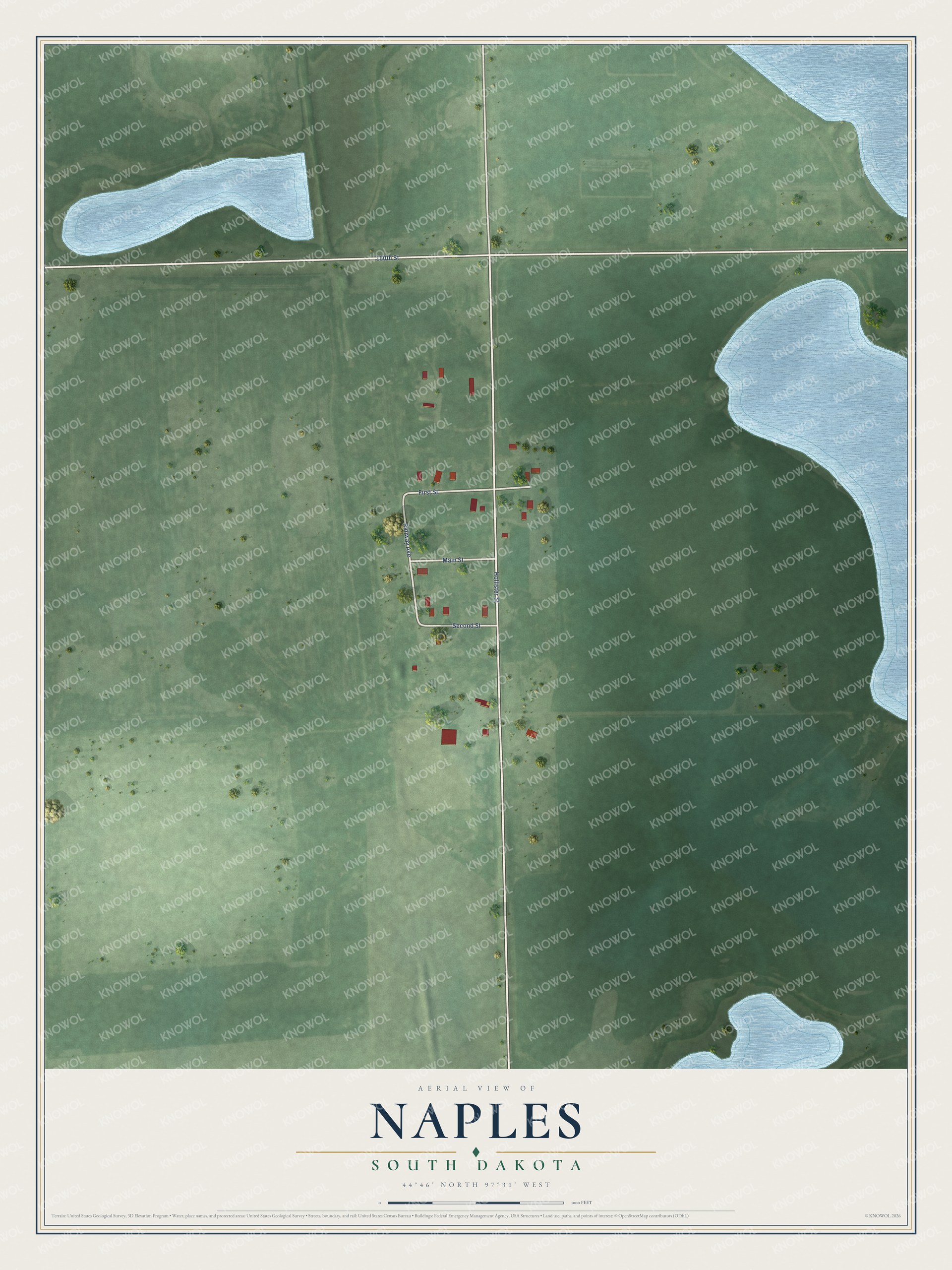 Watermarked full-map preview of Naples, South Dakota