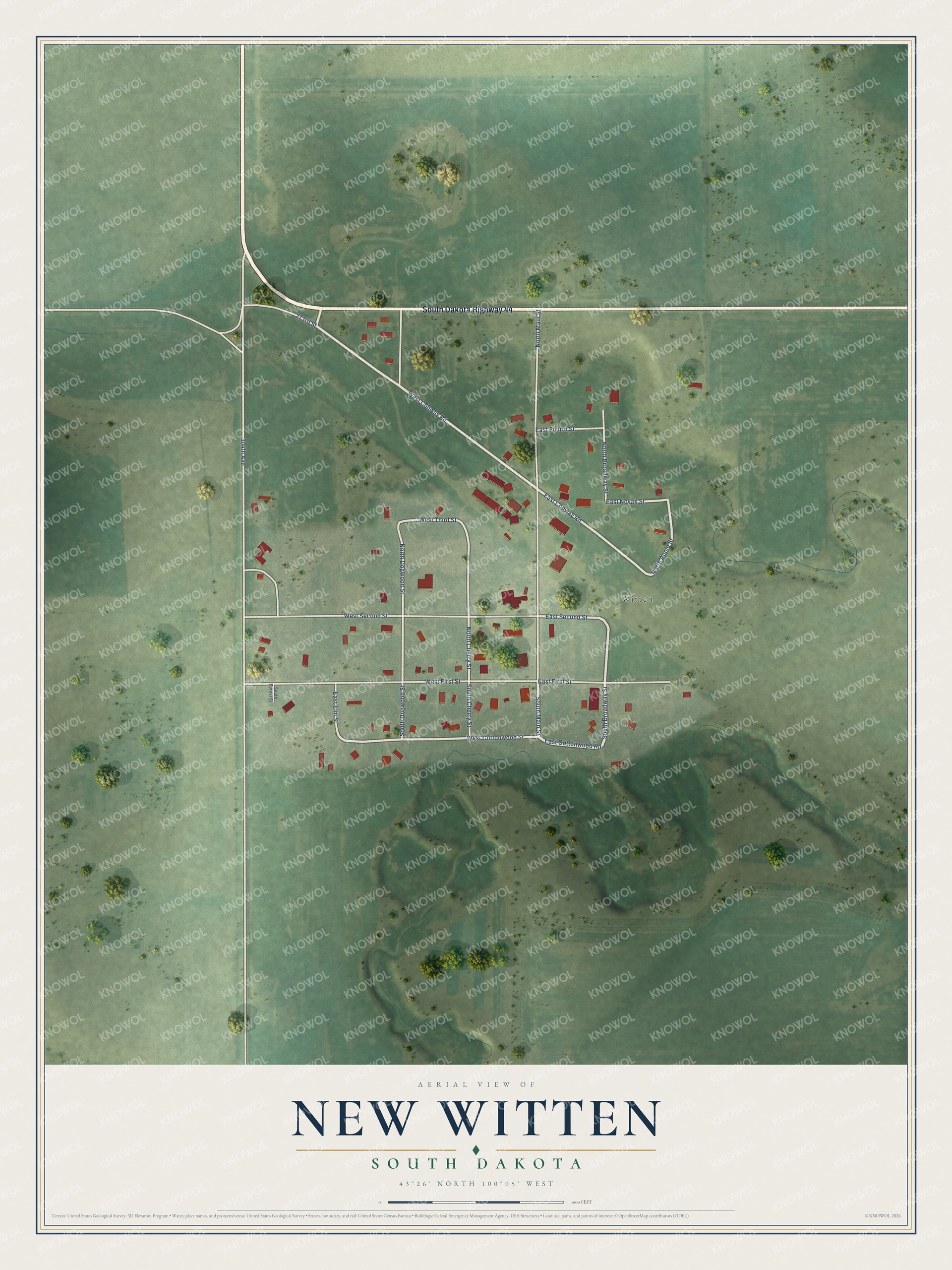 Watermarked full-map preview of New Witten, South Dakota